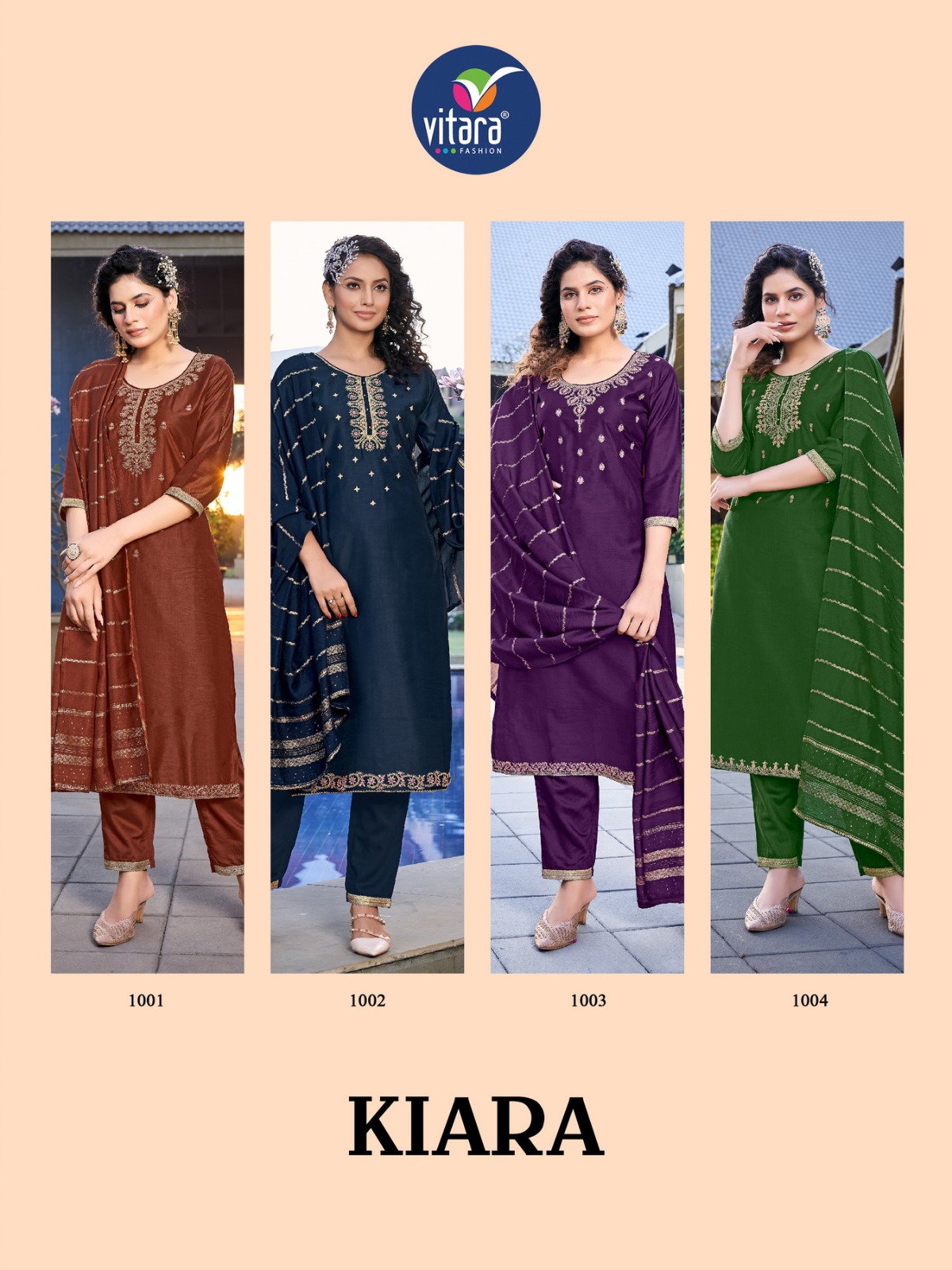 vitara fashion kiara silk gorgeous look top pent with dupatta catalog