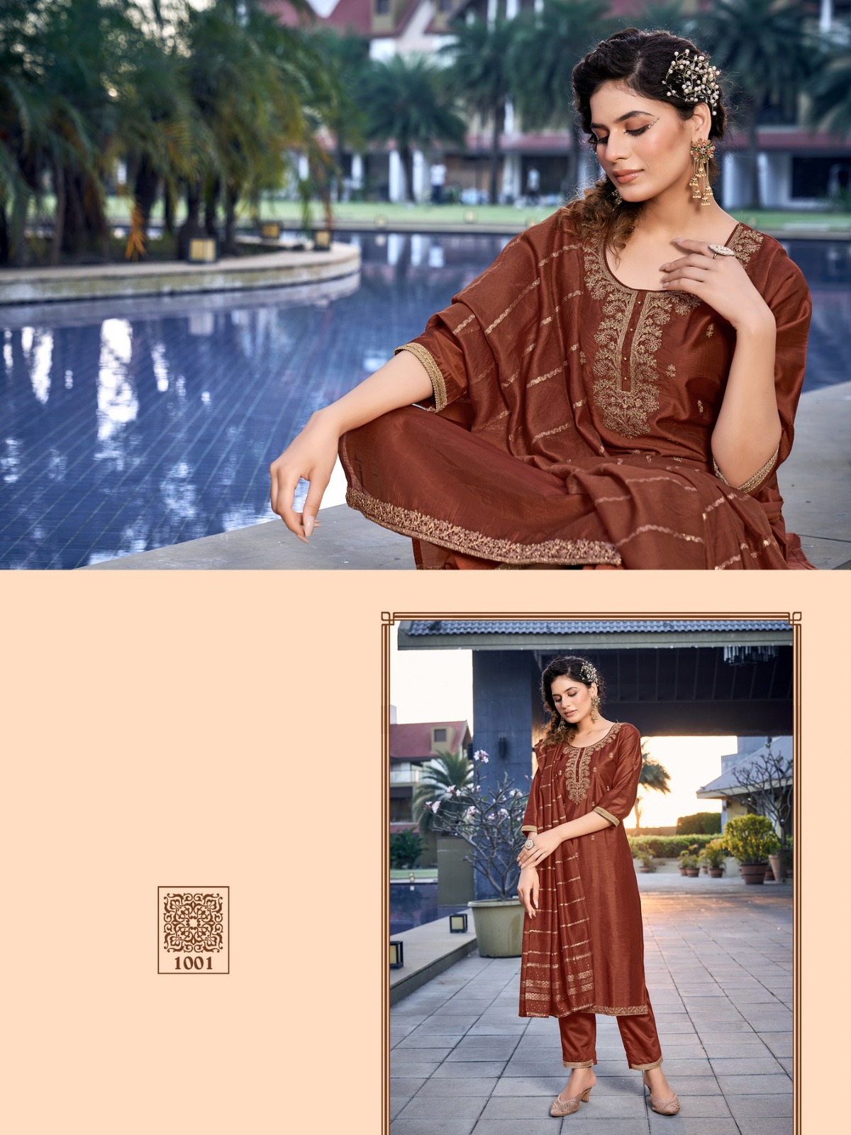 vitara fashion kiara silk gorgeous look top pent with dupatta catalog