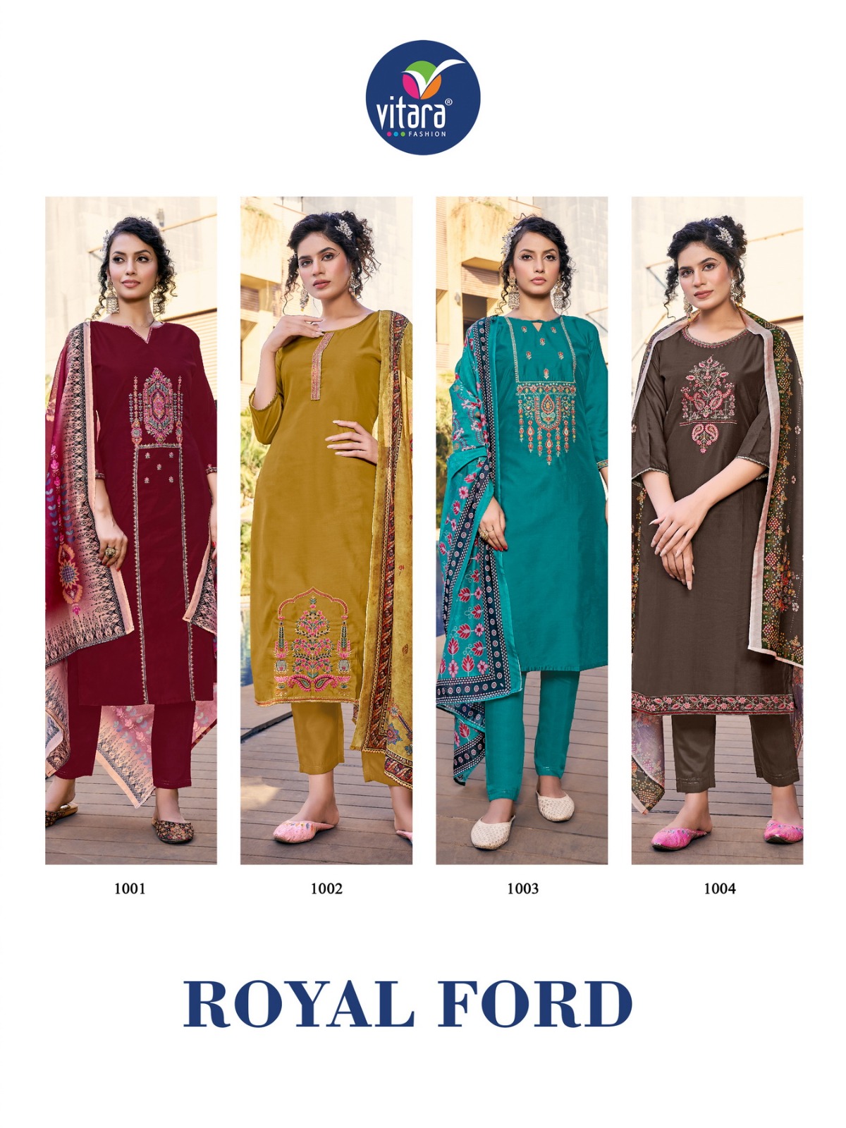 vitara fashion royal ford viscose gorgeous look top bottom with dupatta catalog