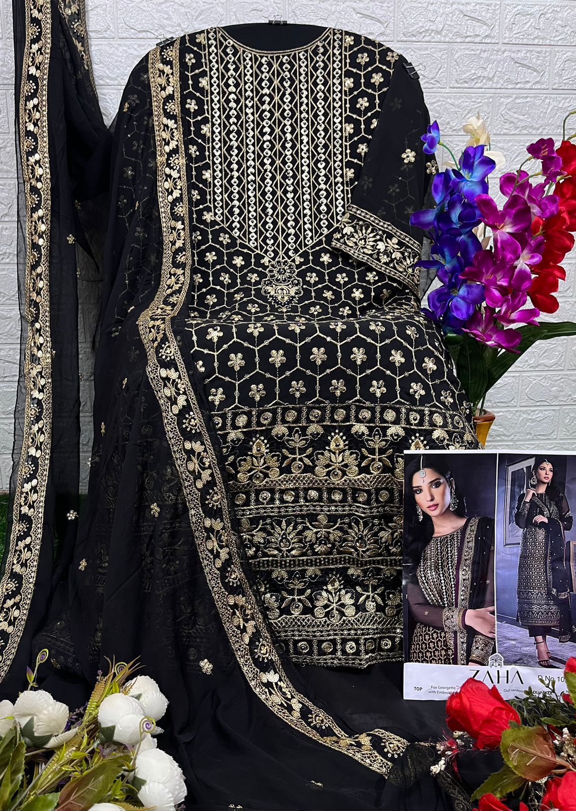 zaha zaha d no 10102 georgette regal look salwar suit single