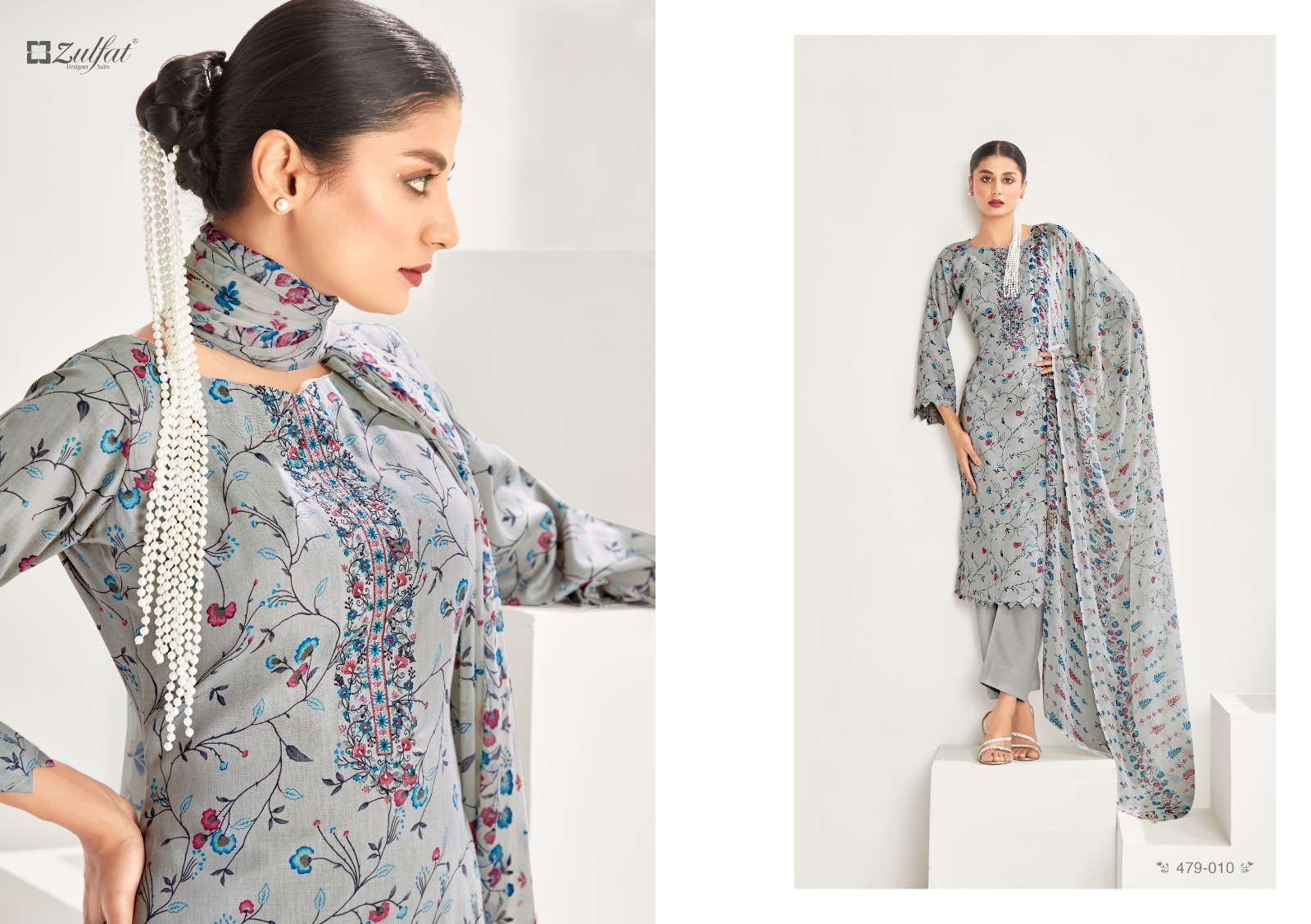 zulfat designer suit khwaish jam cotton graceful look salwar suit catalog