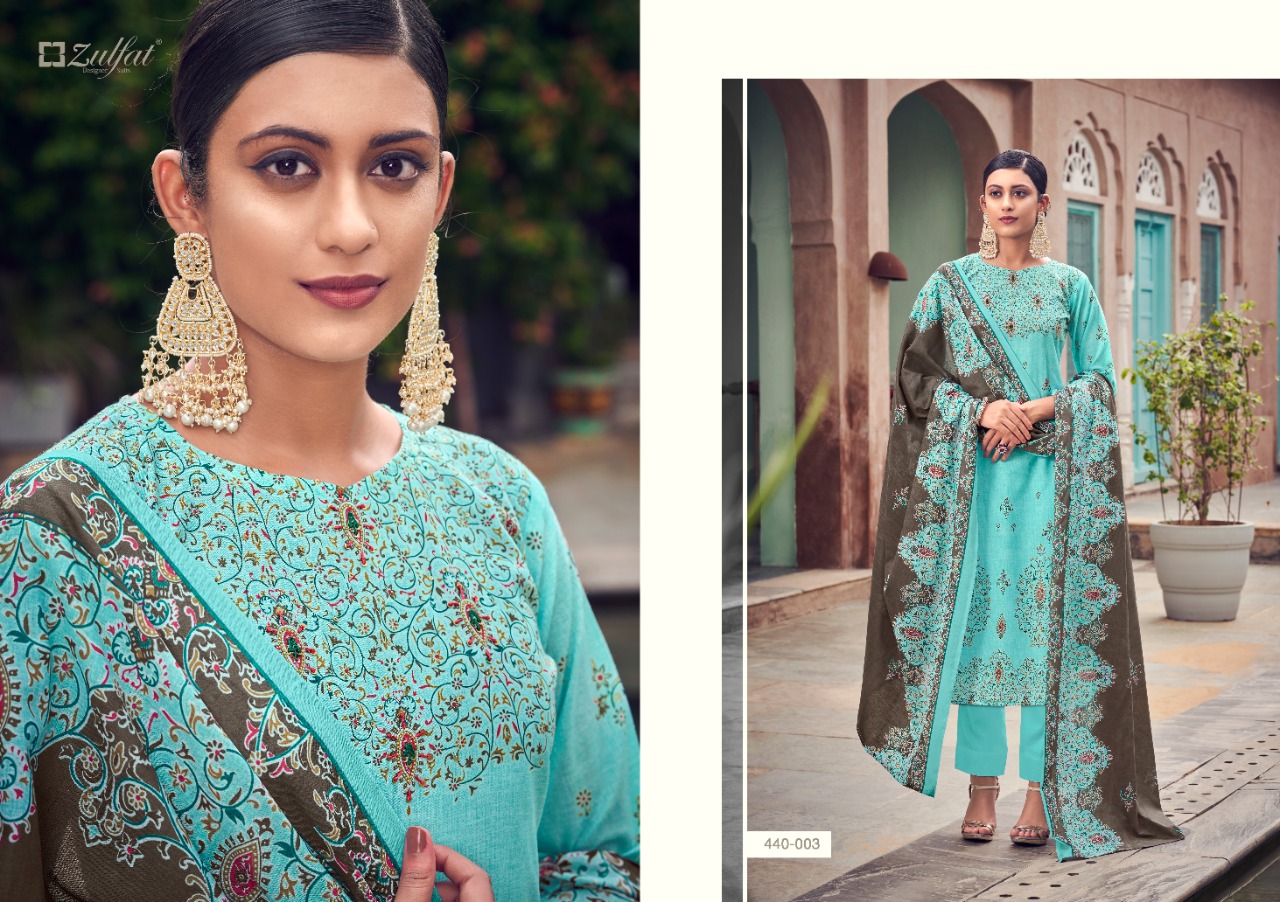 zulfat designer suit mugdha cotton authentic fabric salwar suit catalog