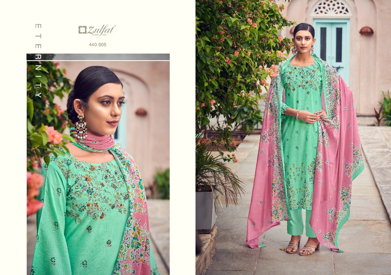 zulfat designer suit mugdha cotton authentic fabric salwar suit catalog