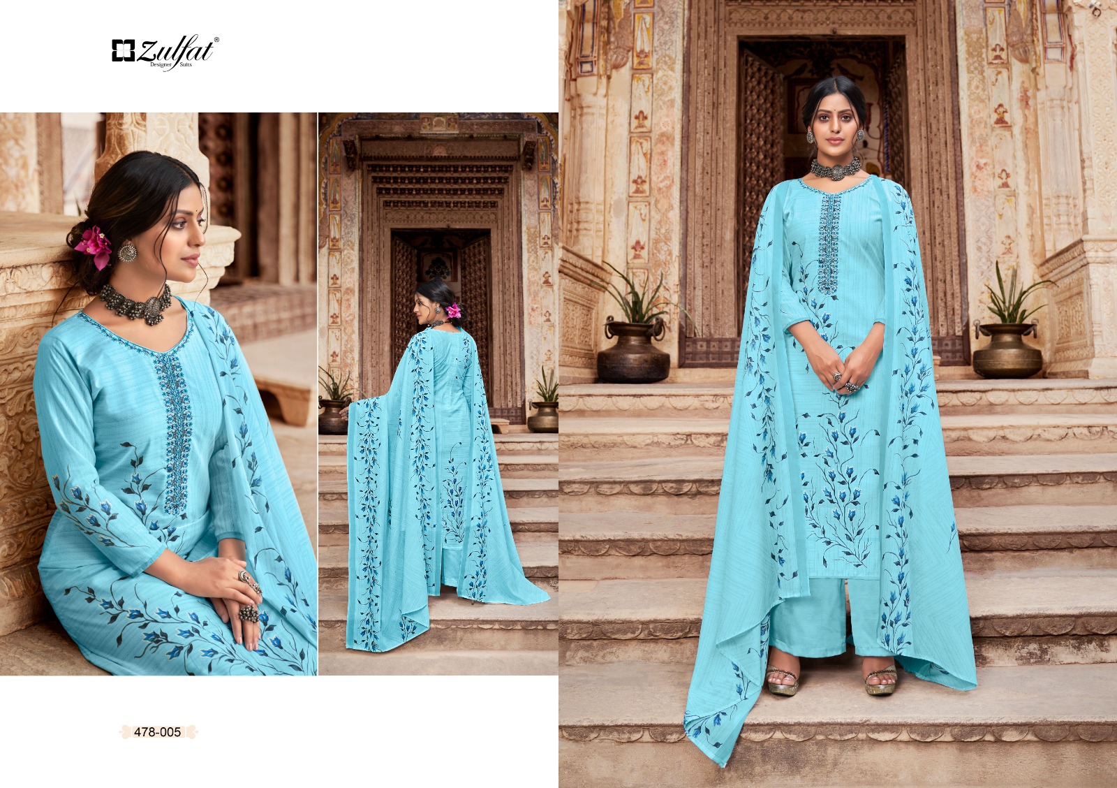 zulfat designer summer shades cotton exclusive print salwar suit catalog