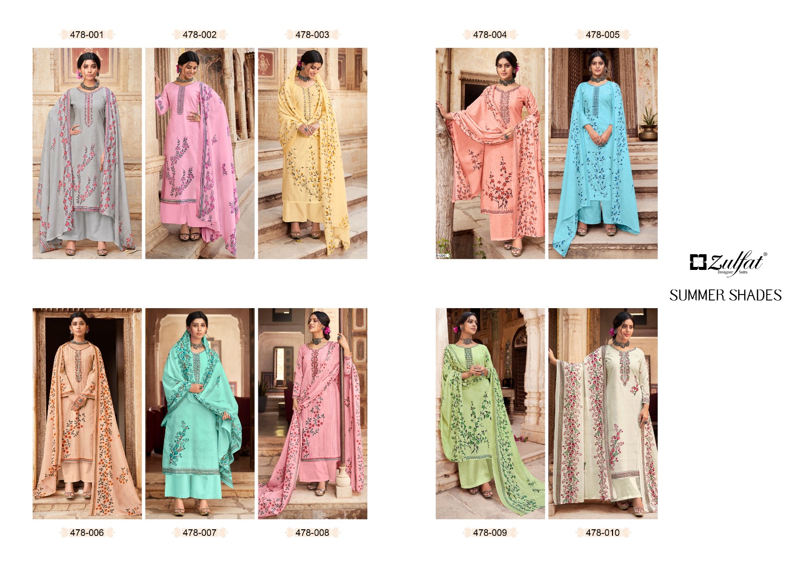 zulfat designer summer shades cotton exclusive print salwar suit catalog