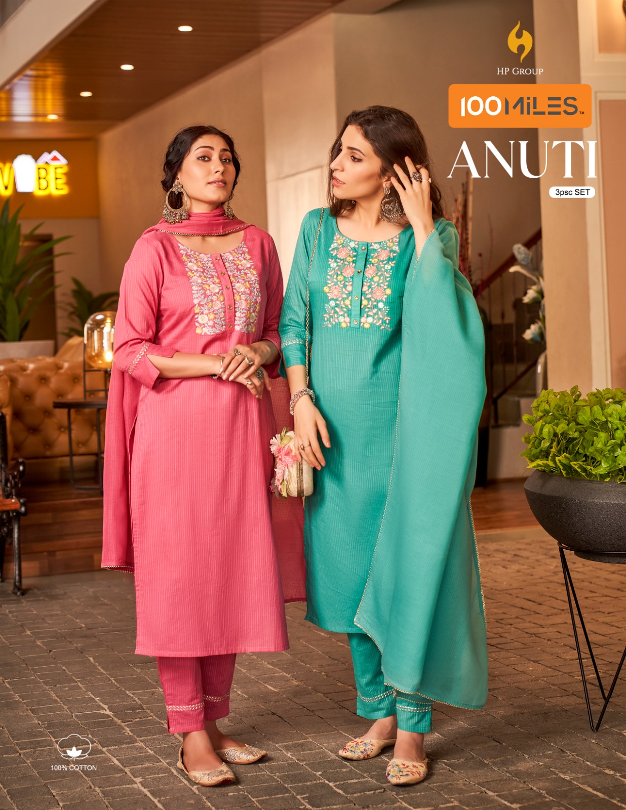 100 miles anuti cotton new and modern look top pant with dupatta catalog