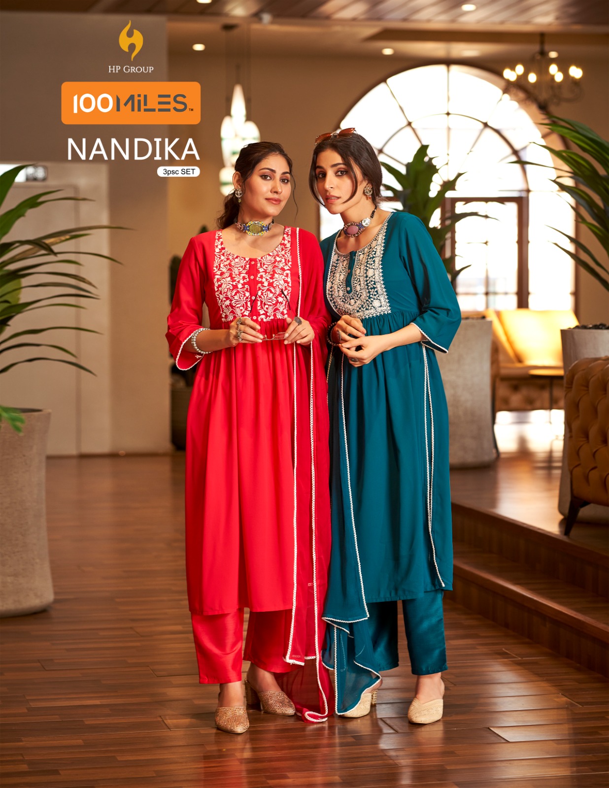 100 miles nandika  georgette elegant look top pant with dupatta catalog