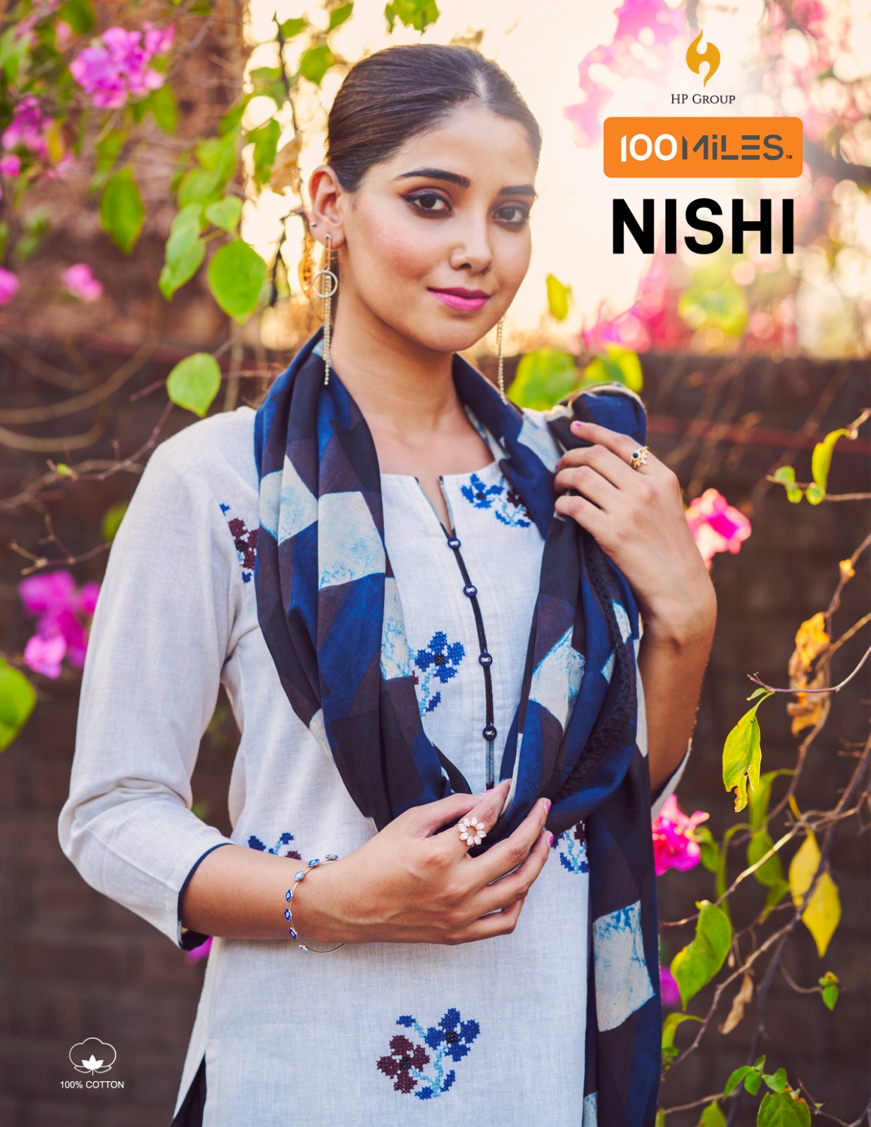 100 miles nishi cotton elegant look top pant with dupatta catalog