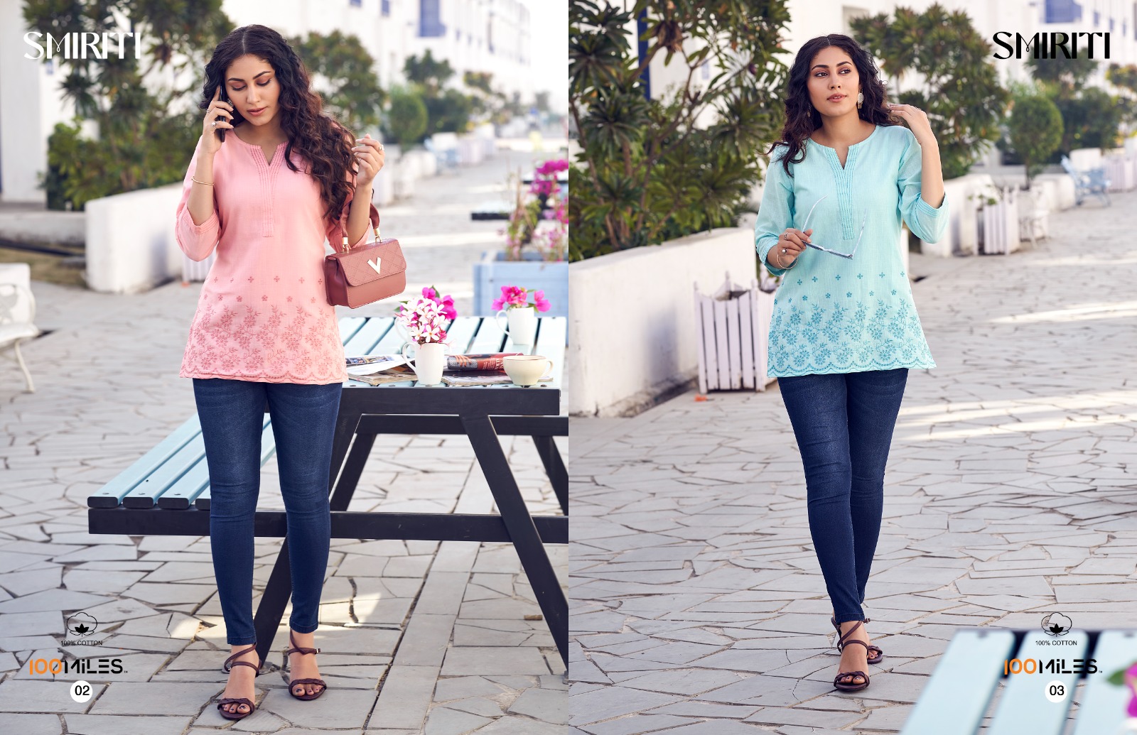 100 Miles smiriti cotton regal llok kurti catalog