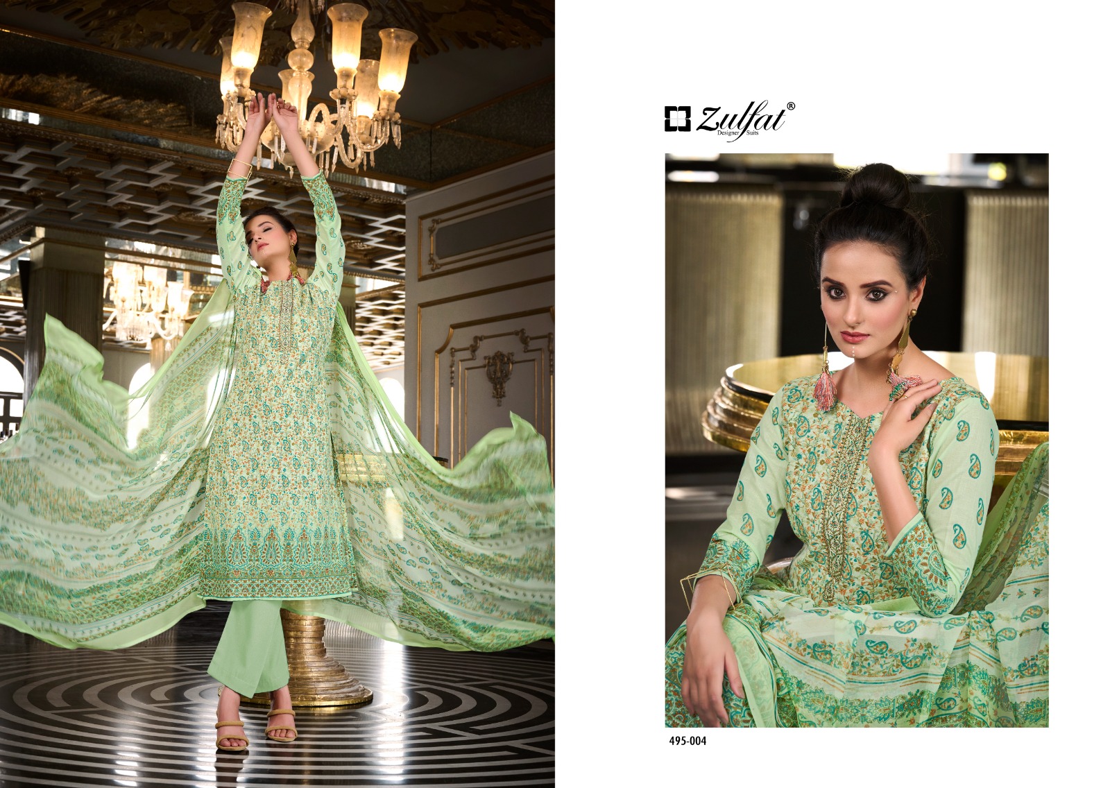 zulfat designer suit kanikaari cotton regal look salwar suit catalog