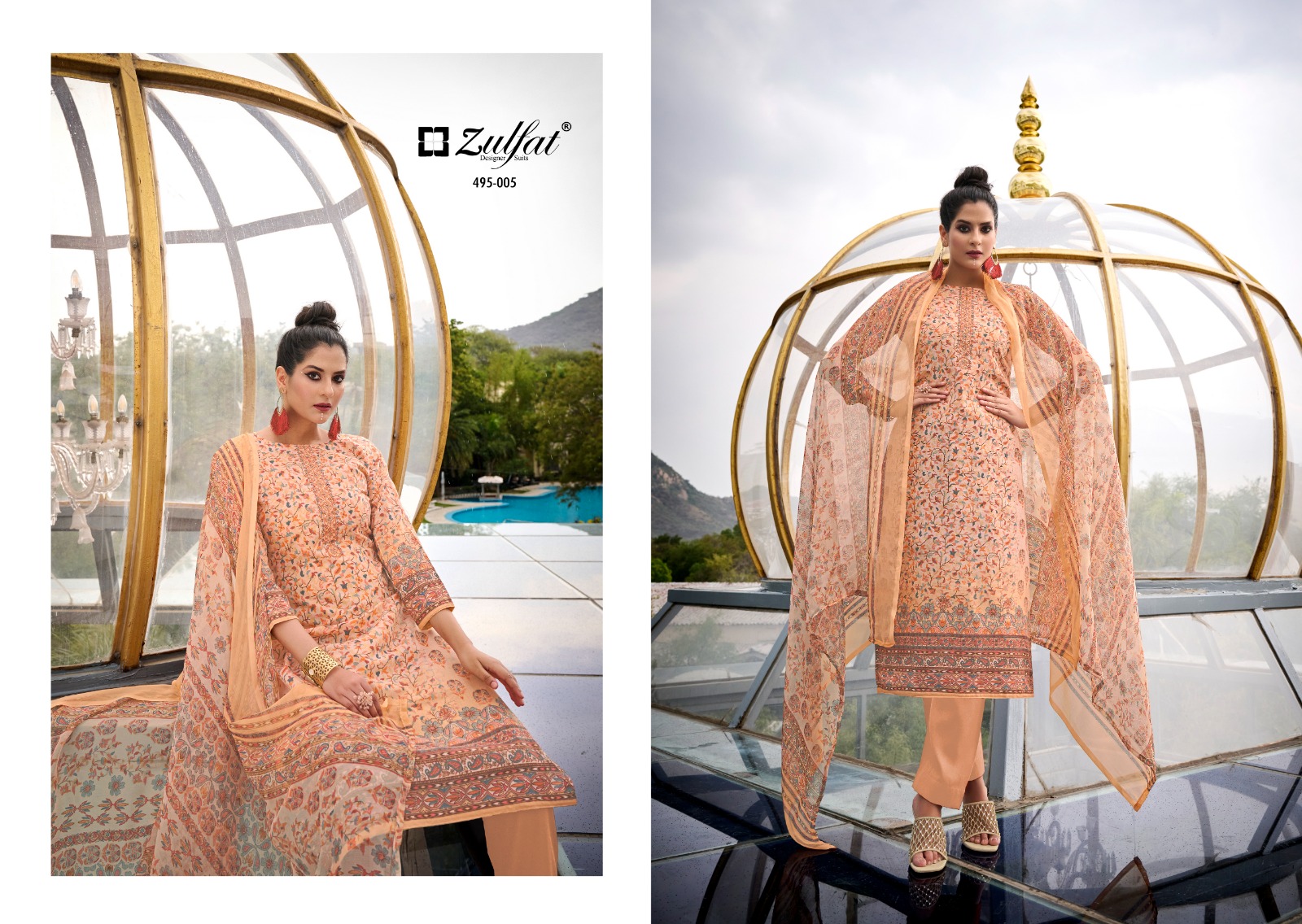 zulfat designer suit kanikaari cotton regal look salwar suit catalog