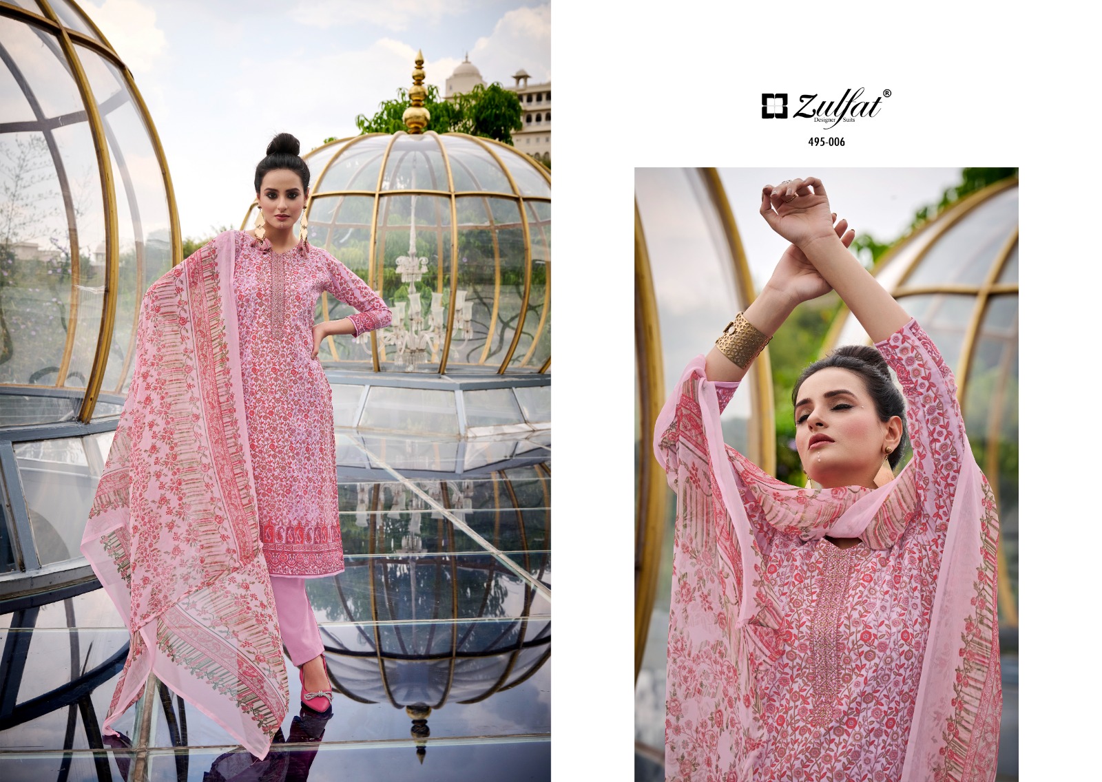 zulfat designer suit kanikaari cotton regal look salwar suit catalog