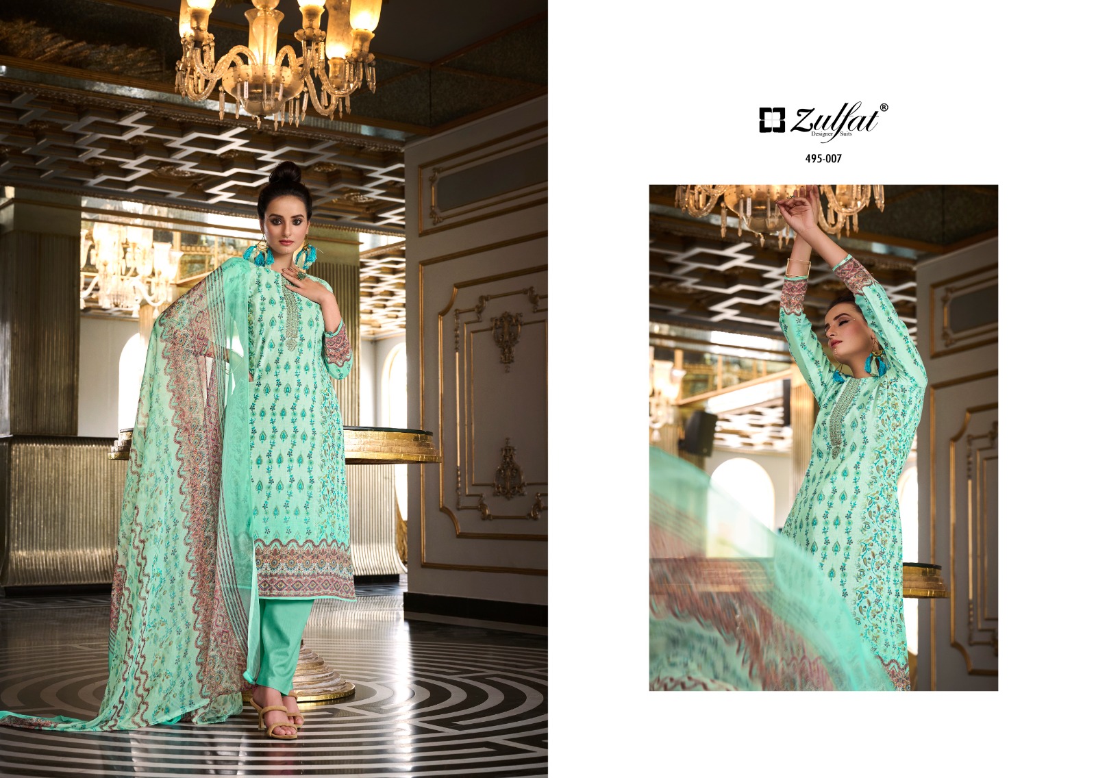 zulfat designer suit kanikaari cotton regal look salwar suit catalog