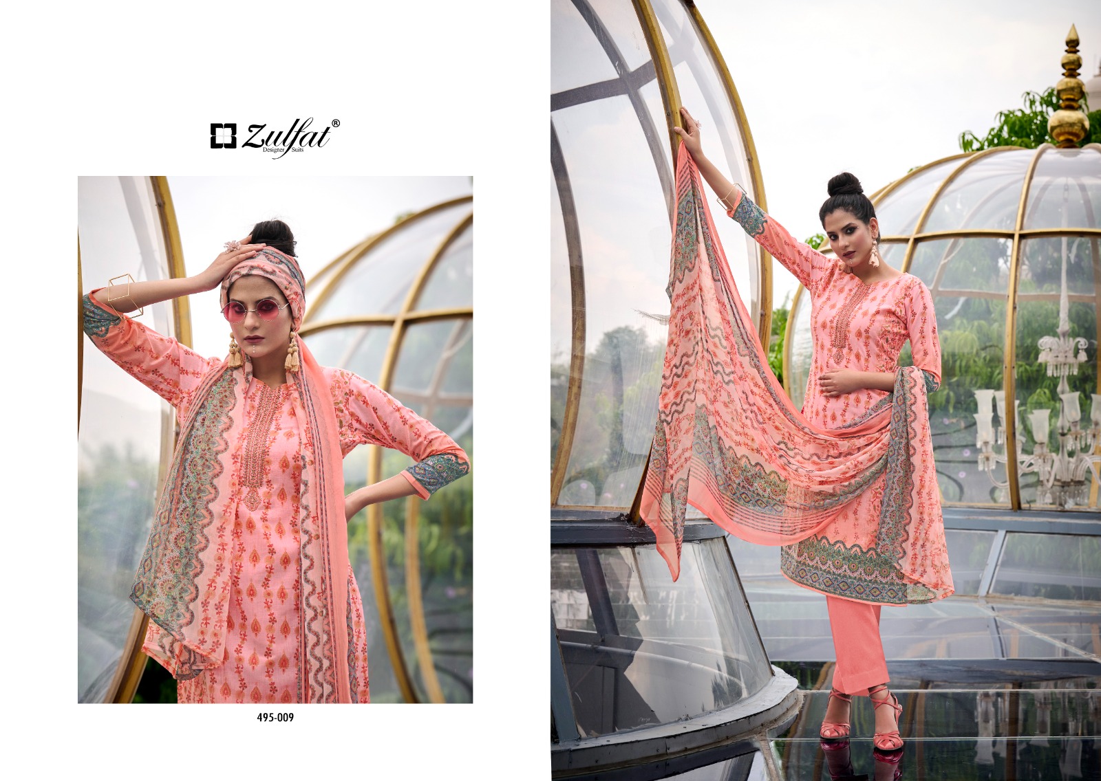 zulfat designer suit kanikaari cotton regal look salwar suit catalog