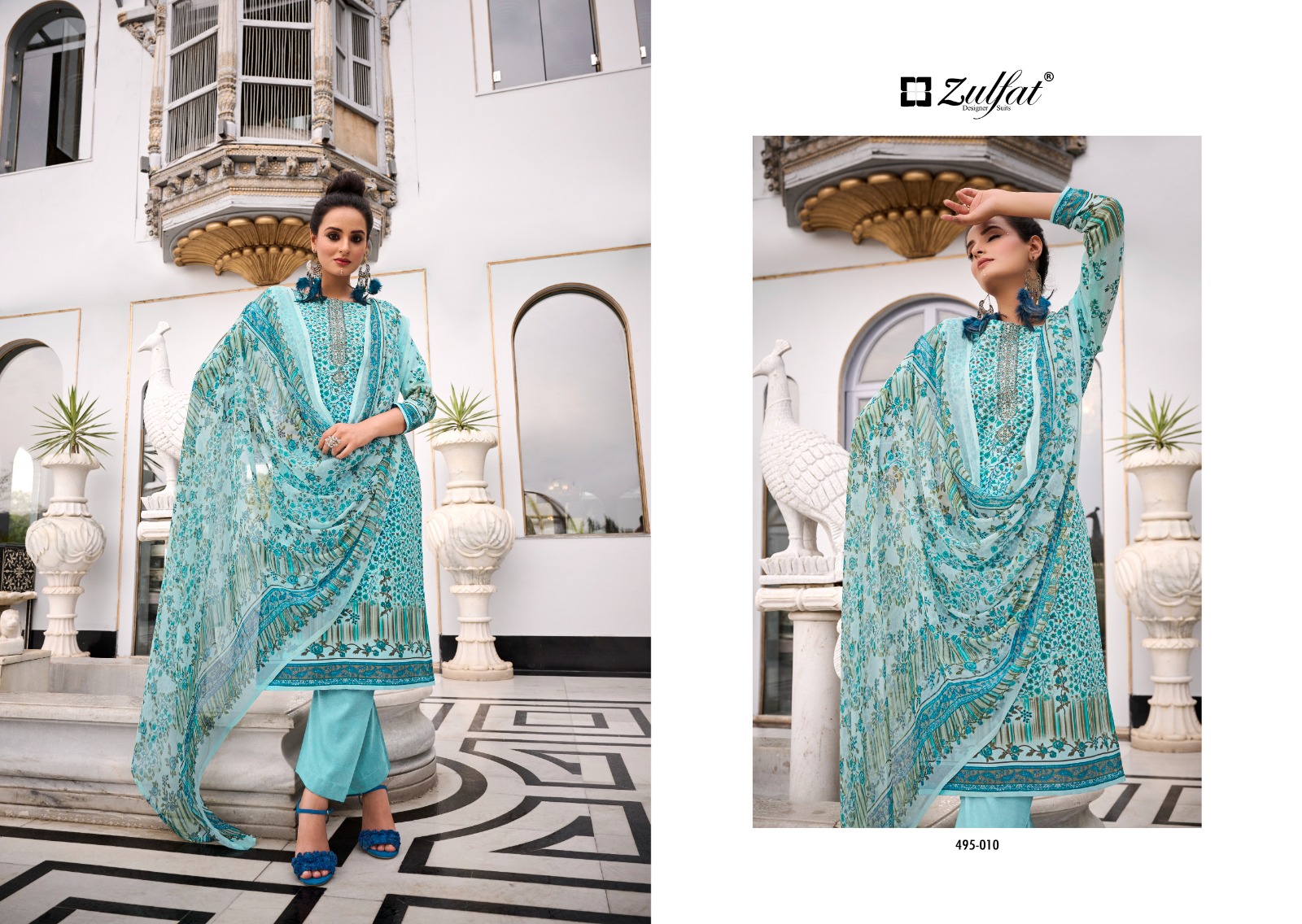 zulfat designer suit kanikaari cotton regal look salwar suit catalog