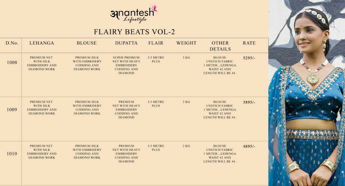 anantesh lifestyle flairy Beats vol 2 d no 1010 net innovative look lehngha single