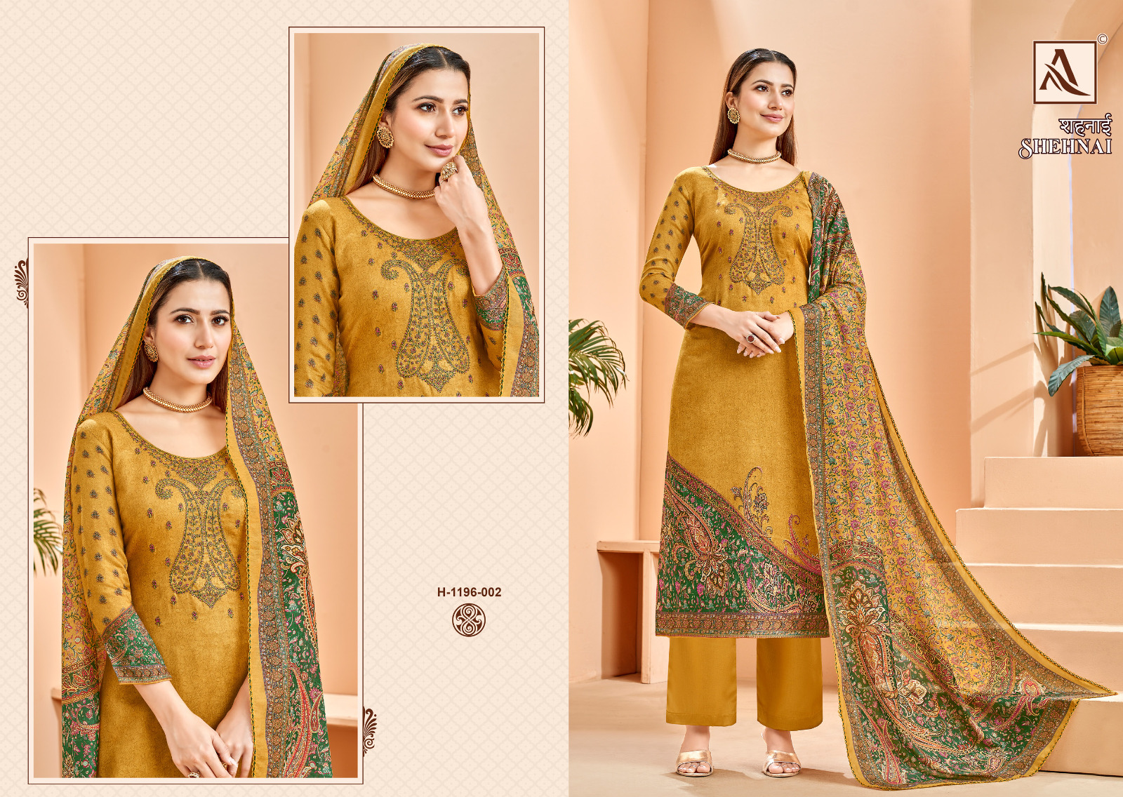 alok suit shehnai Pure Zam Digital Print Kashmiri Embroidery gorgeous look salwar suit catalog