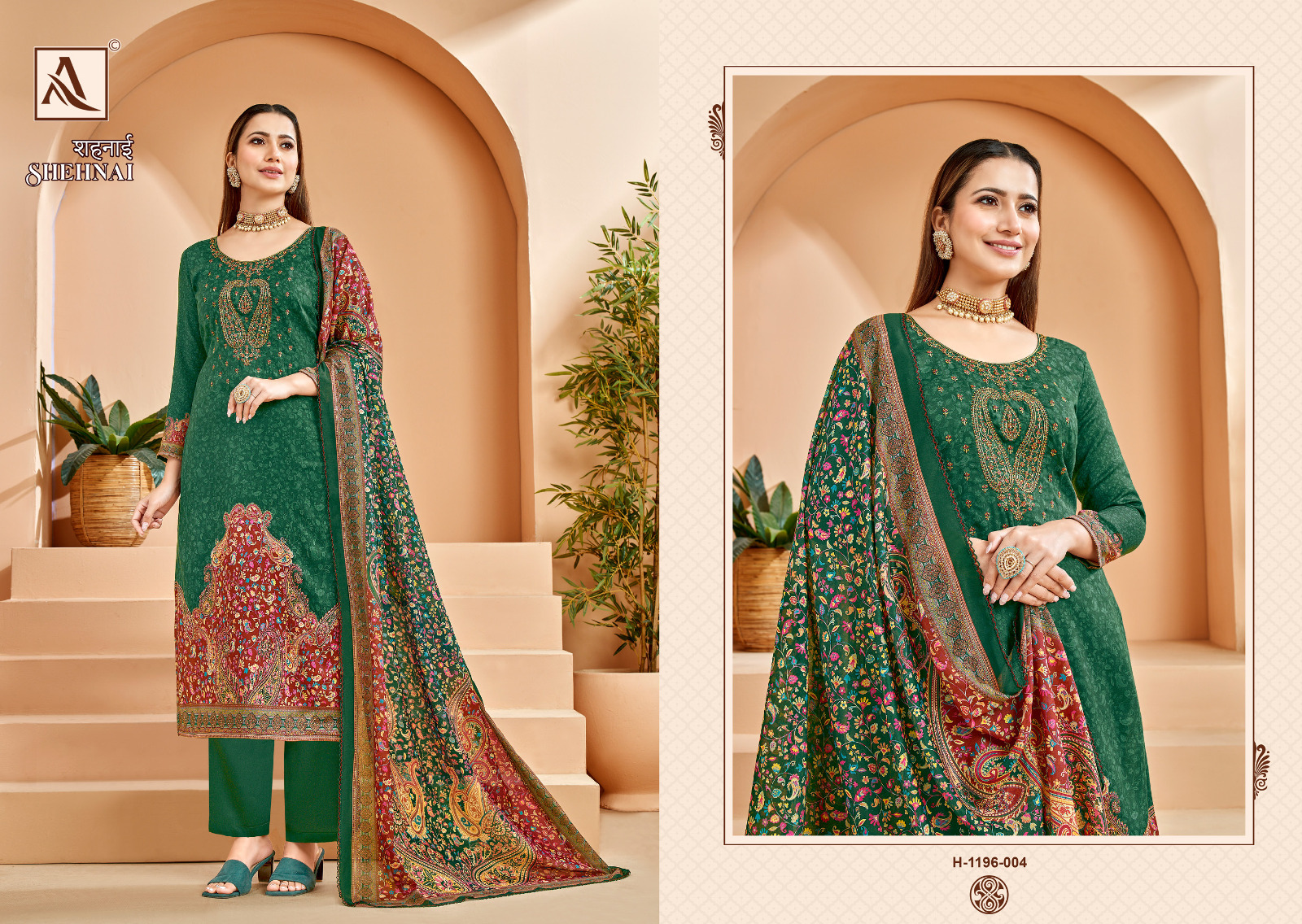 alok suit shehnai Pure Zam Digital Print Kashmiri Embroidery gorgeous look salwar suit catalog