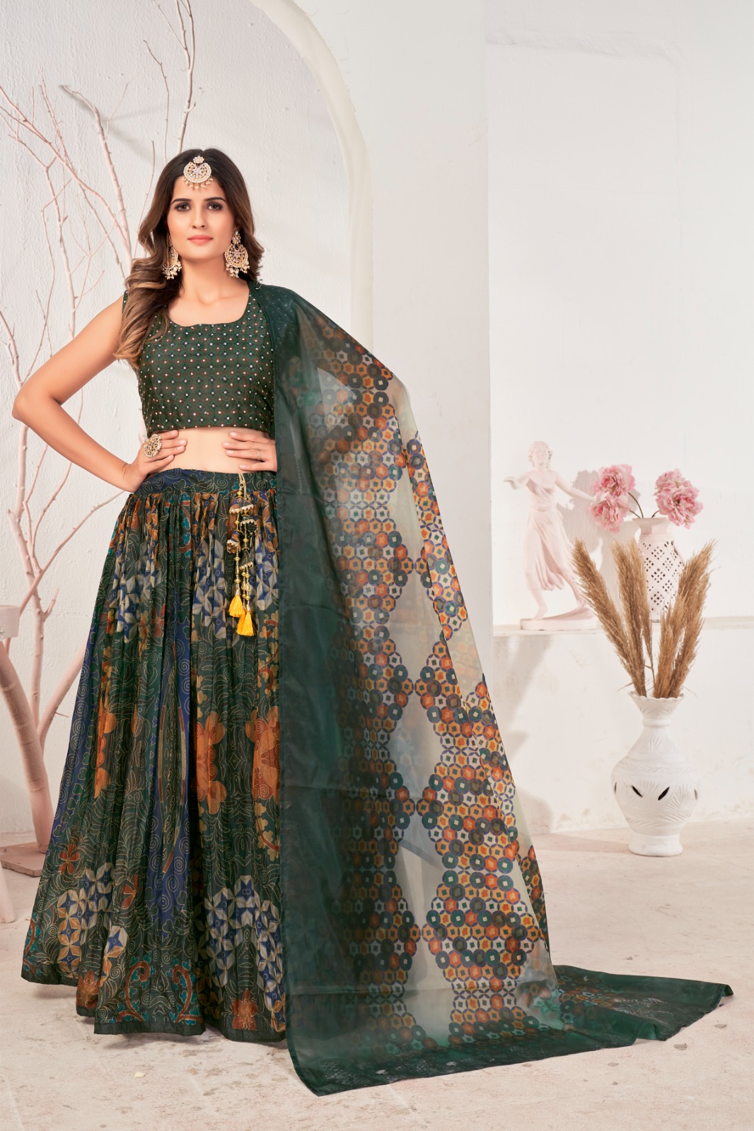 amoha trendz d no c 1533 organza gorgeous look lehngha single