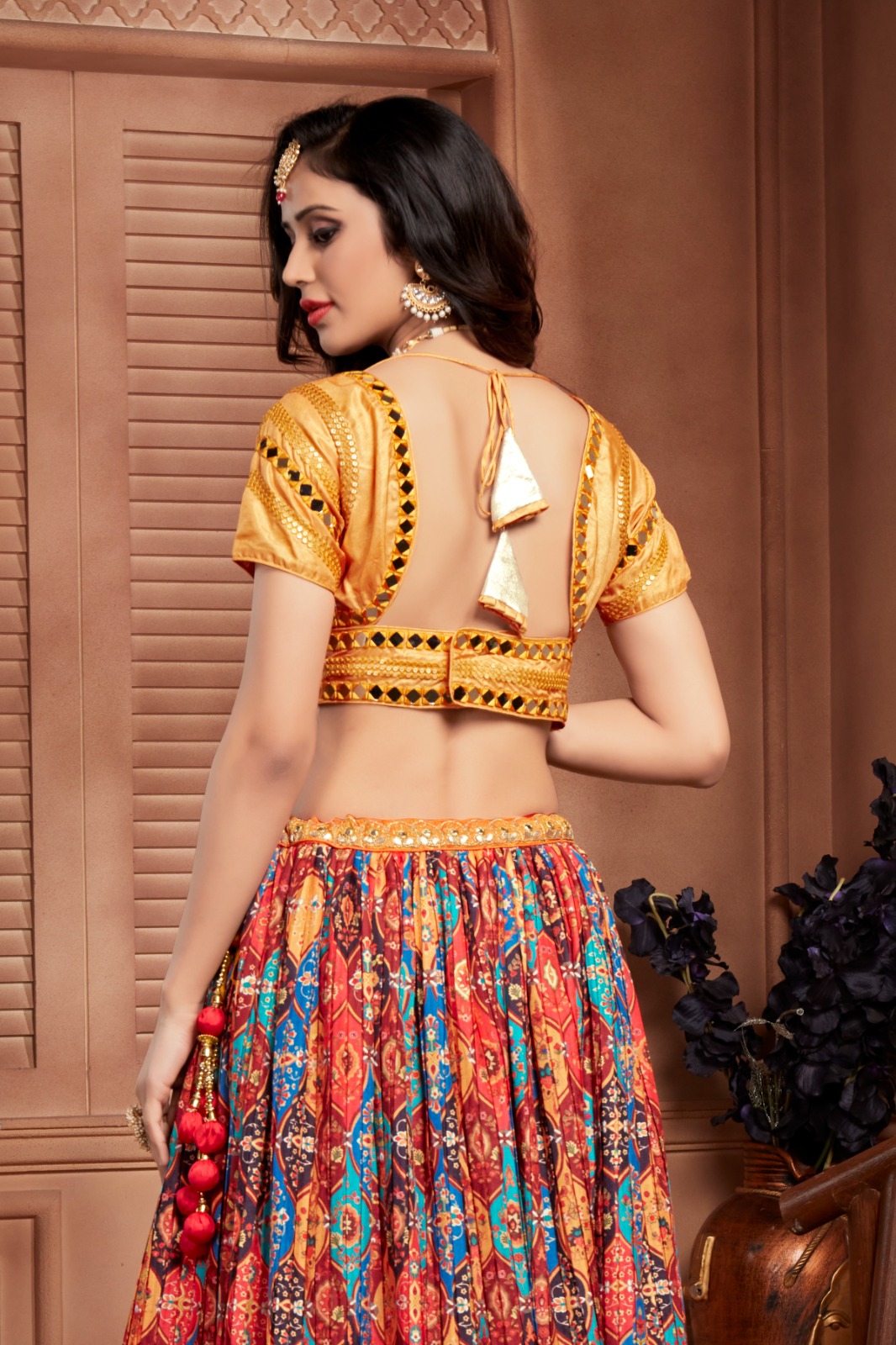 amoha trendz d no c 1985 chinno decent look top lehenga with dupatta crop top singal