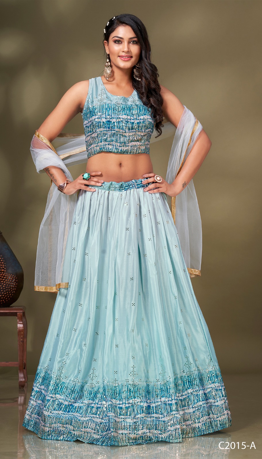 amoha trendz d no c 2015 chinno festive look top lehenga with dupatta crop top catalog