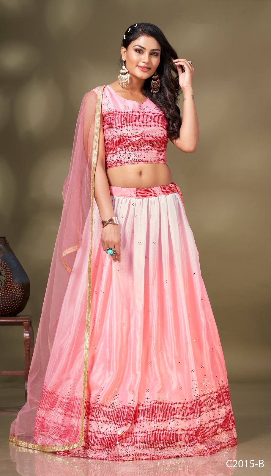 amoha trendz d no c 2015 chinno festive look top lehenga with dupatta crop top catalog