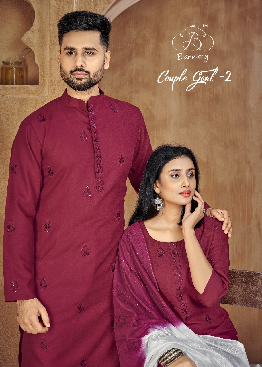 Banwery Fashion couple goals vol 2 cotton elegant look Kurta with Payjama and Kurti with Pants catalog