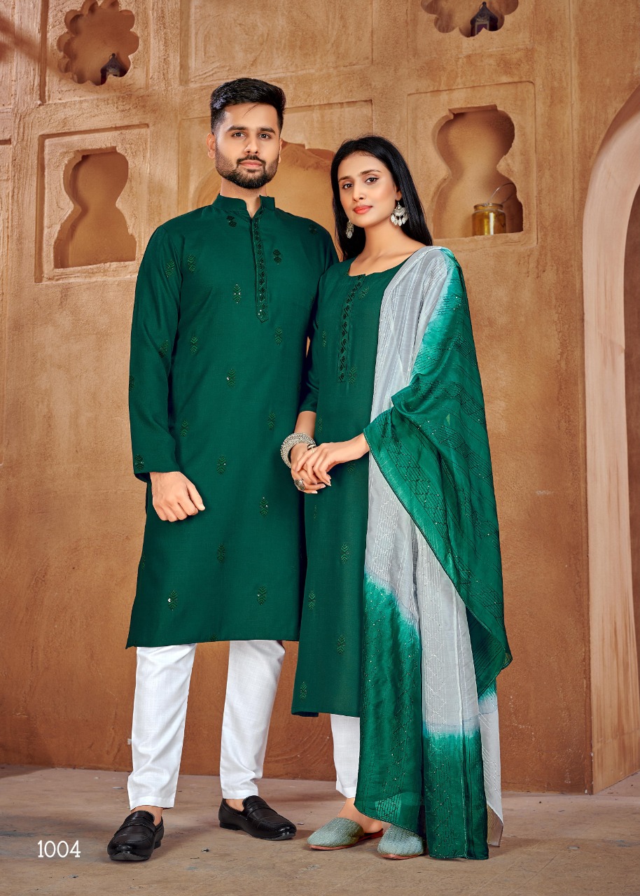 Banwery Fashion couple goals vol 2 cotton elegant look Kurta with Payjama and Kurti with Pants catalog