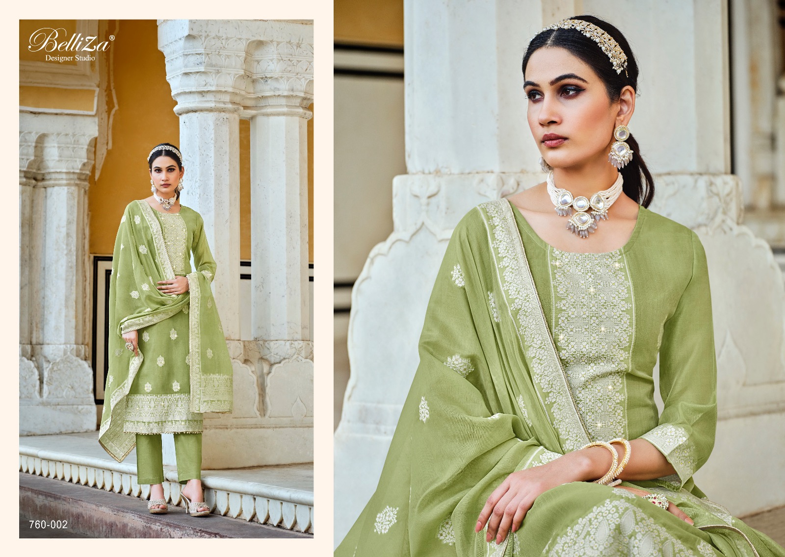 belliza designer studio ivory cotton elegant look salwar suit catalog