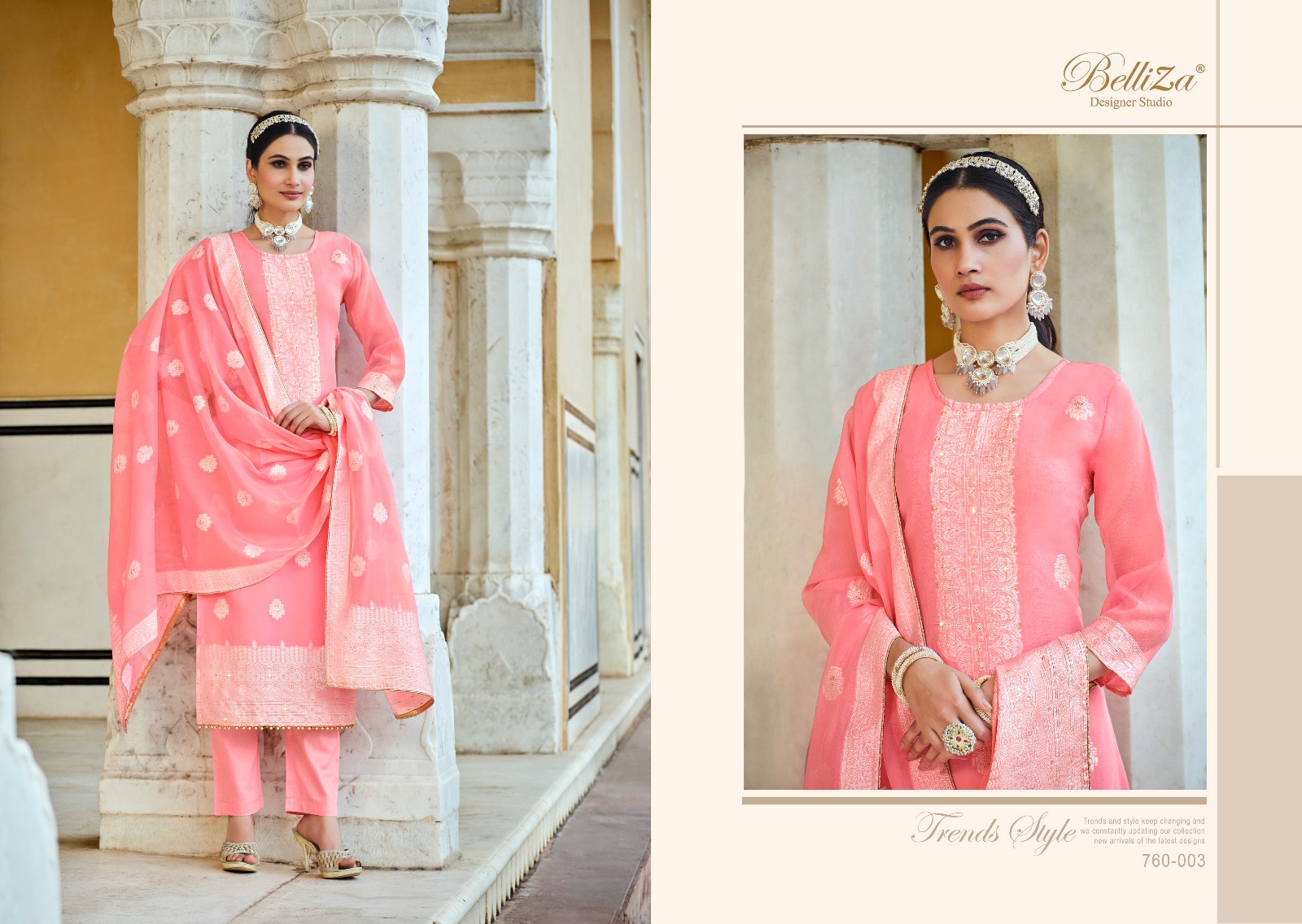 belliza designer studio ivory cotton elegant look salwar suit catalog