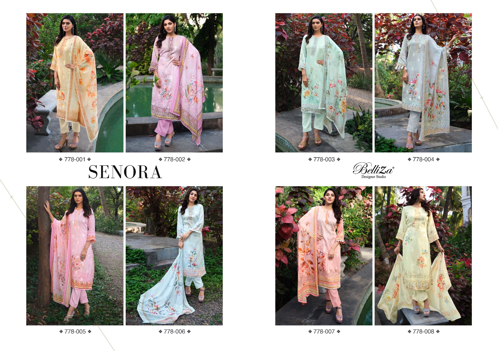 belliza designer studio senora pure zam cotton elegant look salwar suit catalog