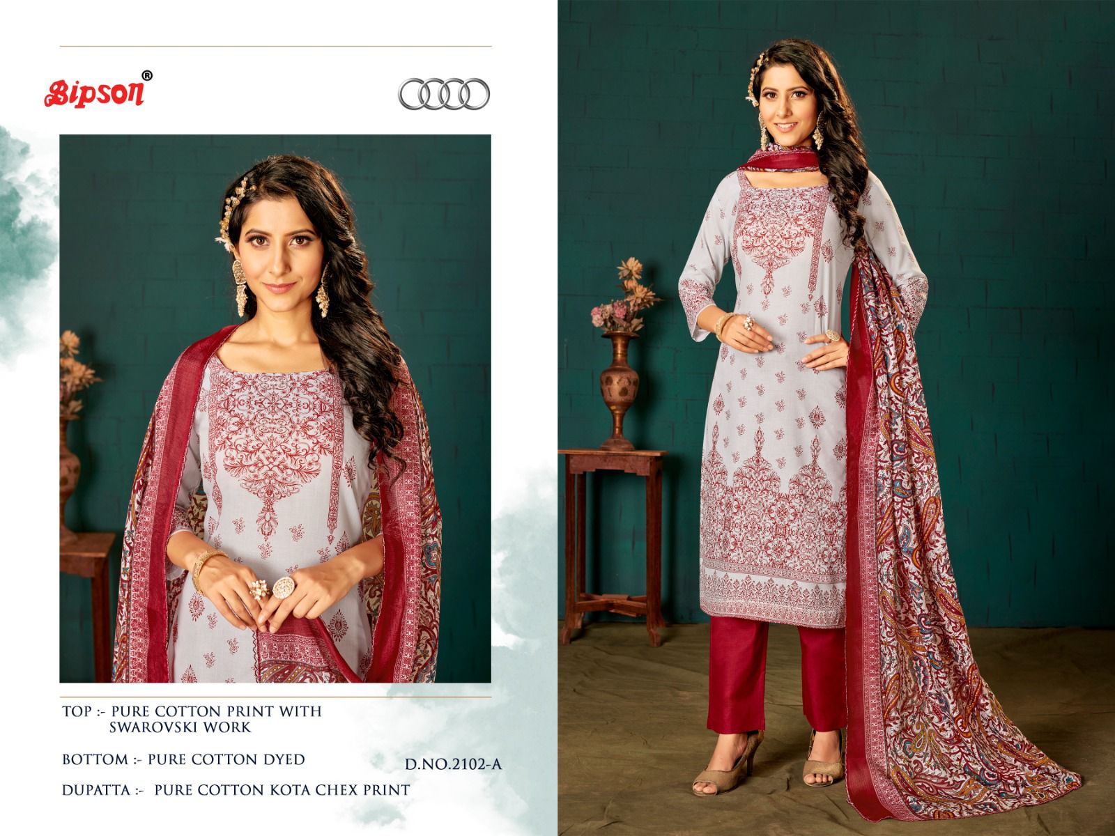 bipson audi 2102 cotton exclusive print salwar suit catalog