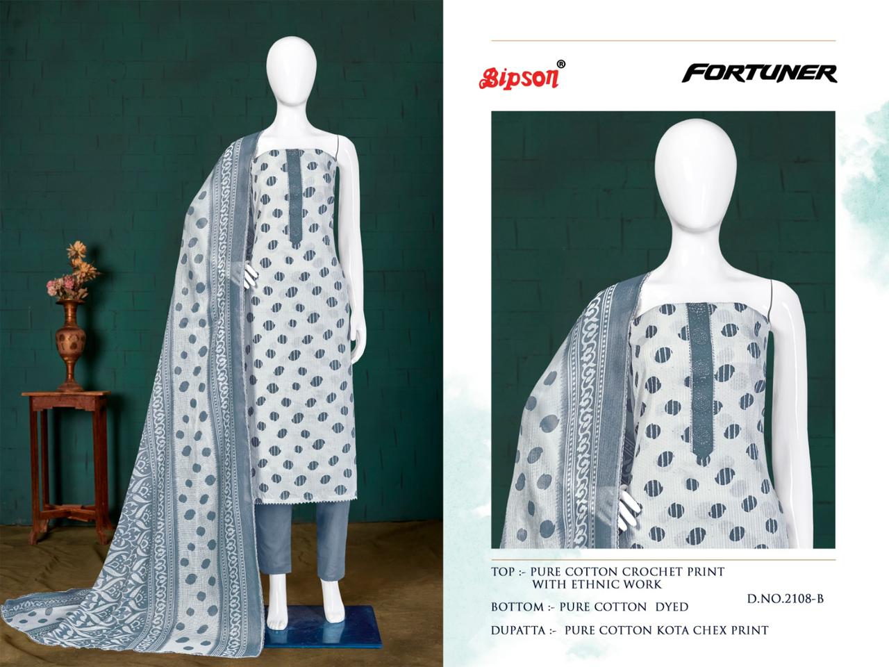 bipson fortuner 2108 cotton exclusive print salwar suit catalog