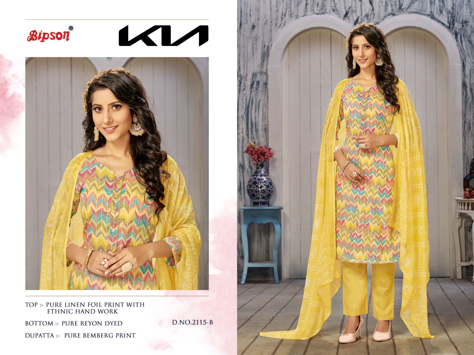 bipson kia 2115 linen georgeous look salwar suit catalog