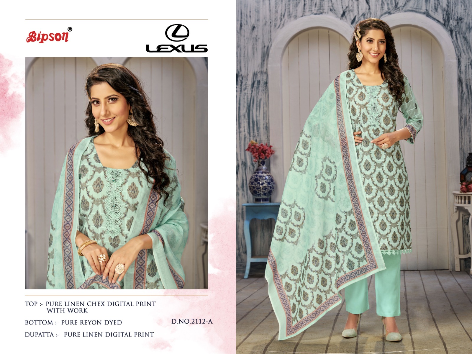 bipson lexus 2112 linen exclusive print salwar suit catalog