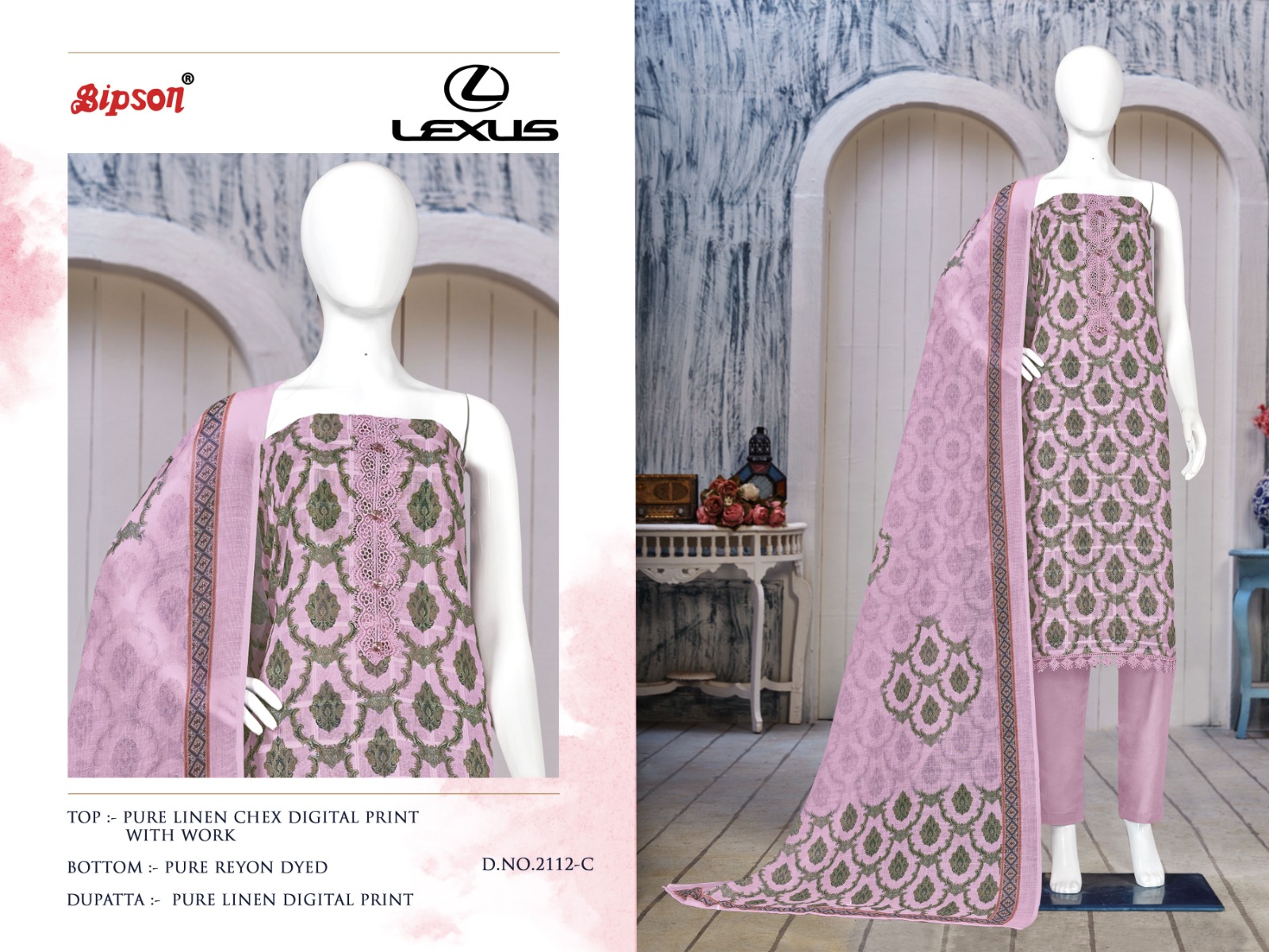 bipson lexus 2112 linen exclusive print salwar suit catalog