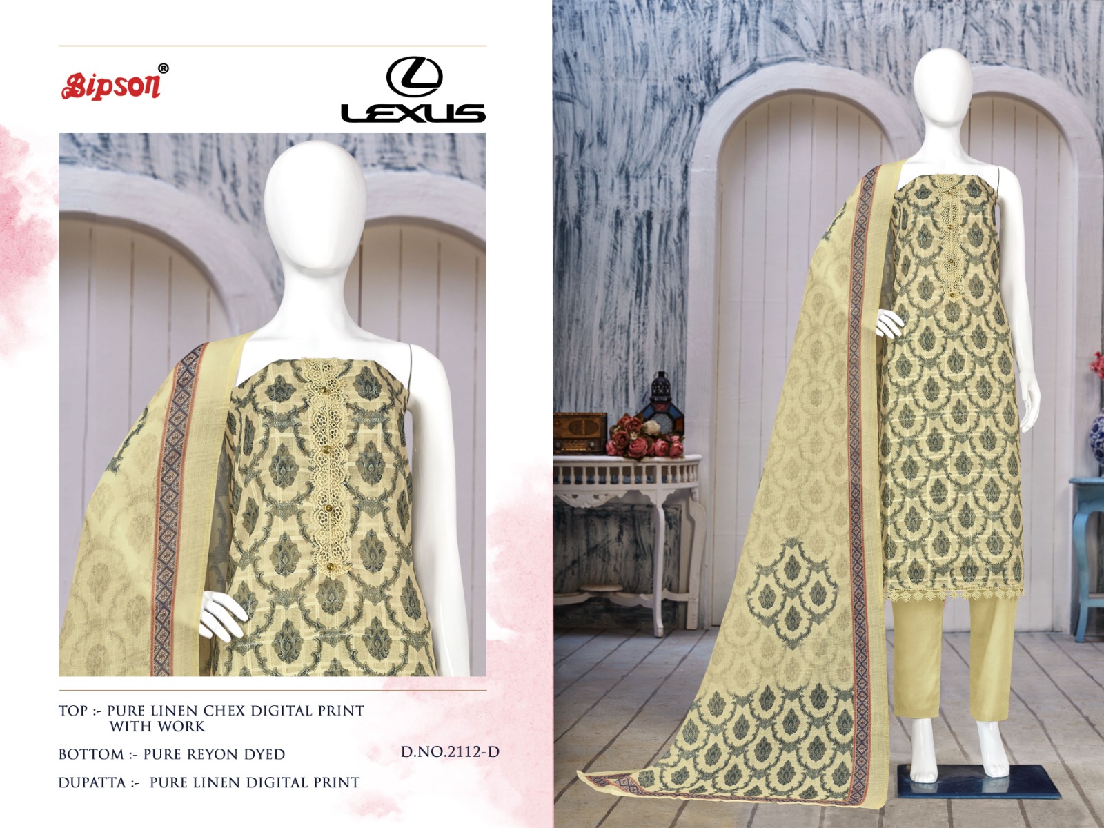 bipson lexus 2112 linen exclusive print salwar suit catalog