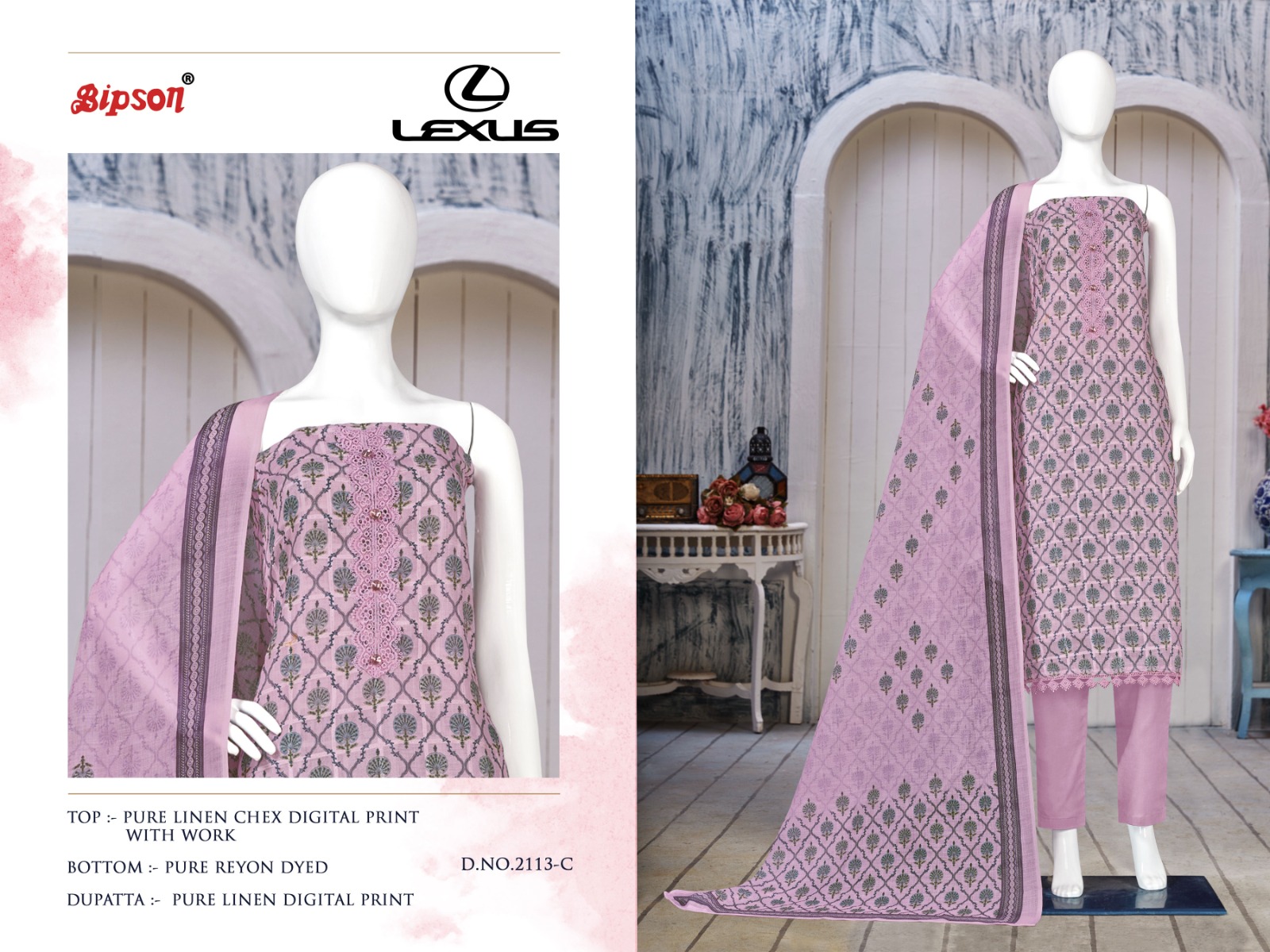 bipson lexus 2113 linen decent look salwar suit catalog