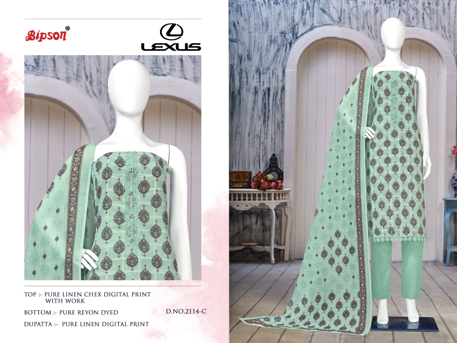 bipson lexus 2114 linen elegant salwar suit catalog