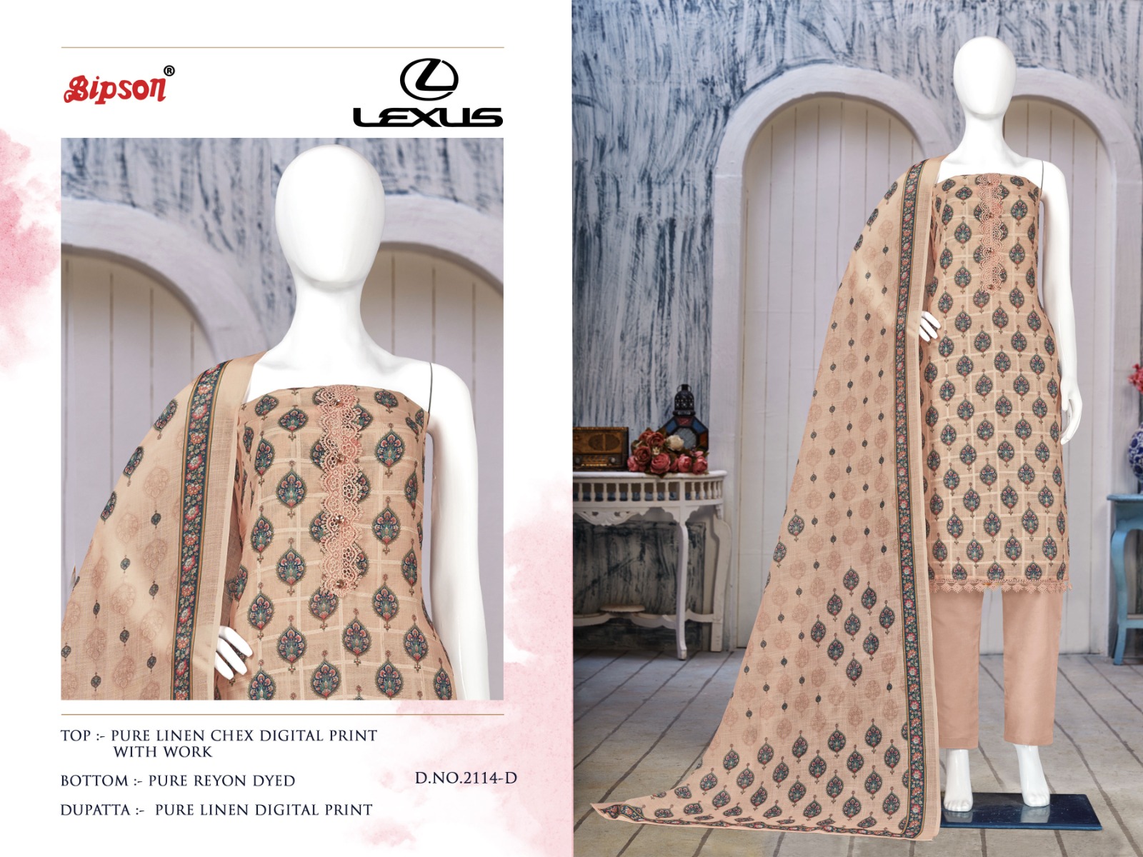 bipson lexus 2114 linen elegant salwar suit catalog