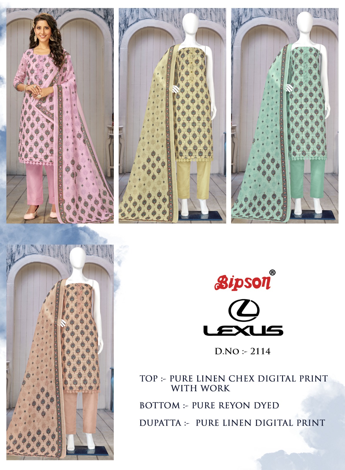 bipson lexus 2114 linen elegant salwar suit catalog