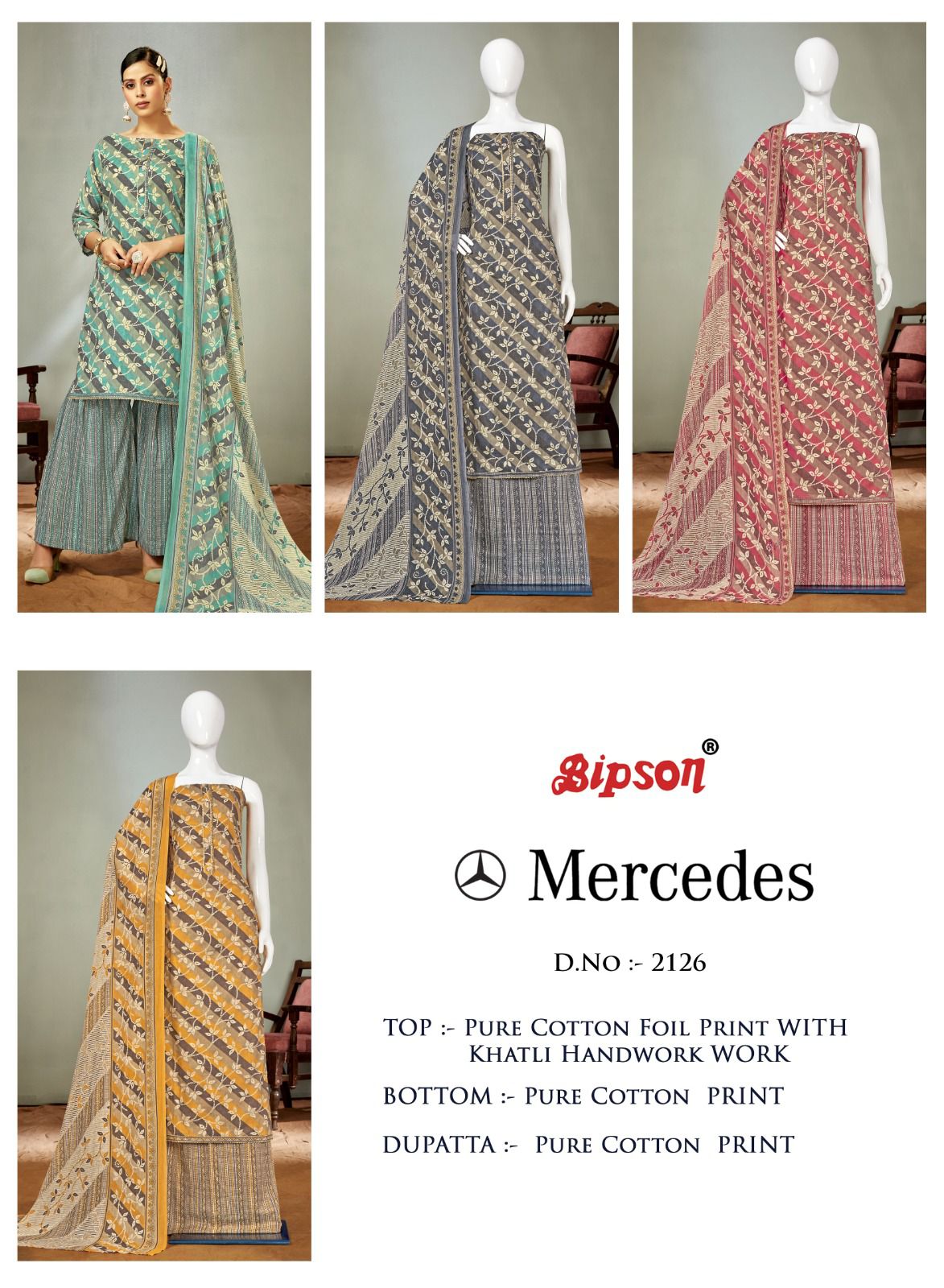 bipson mercedes 2126 cotton elegant look salwar suit catalog