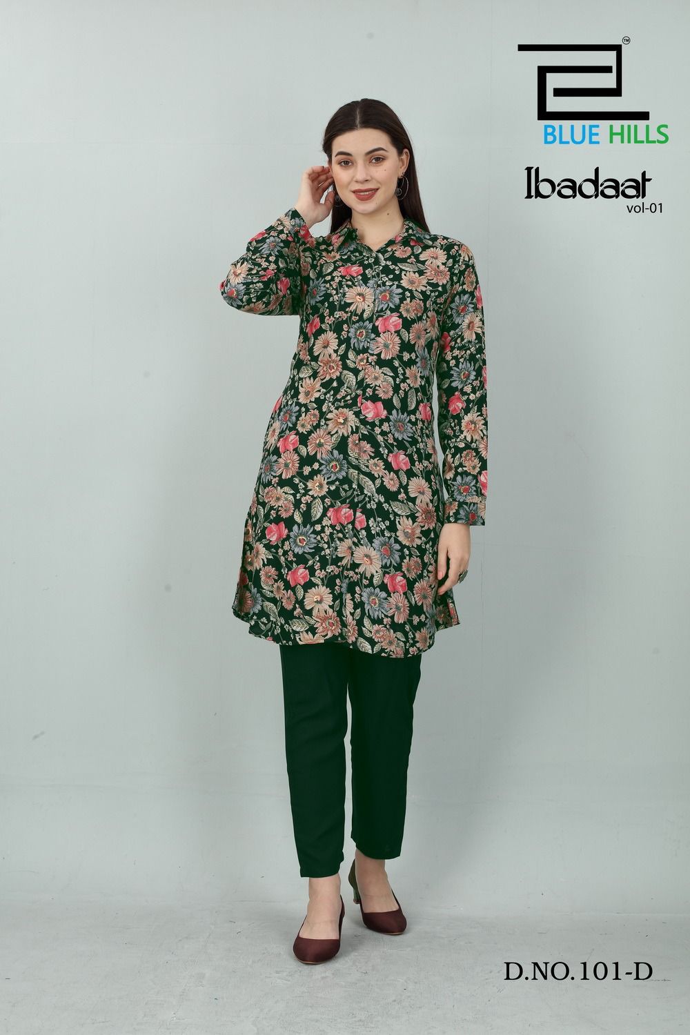 blue hills ibadaat rayon exclusive print top with pant catalog