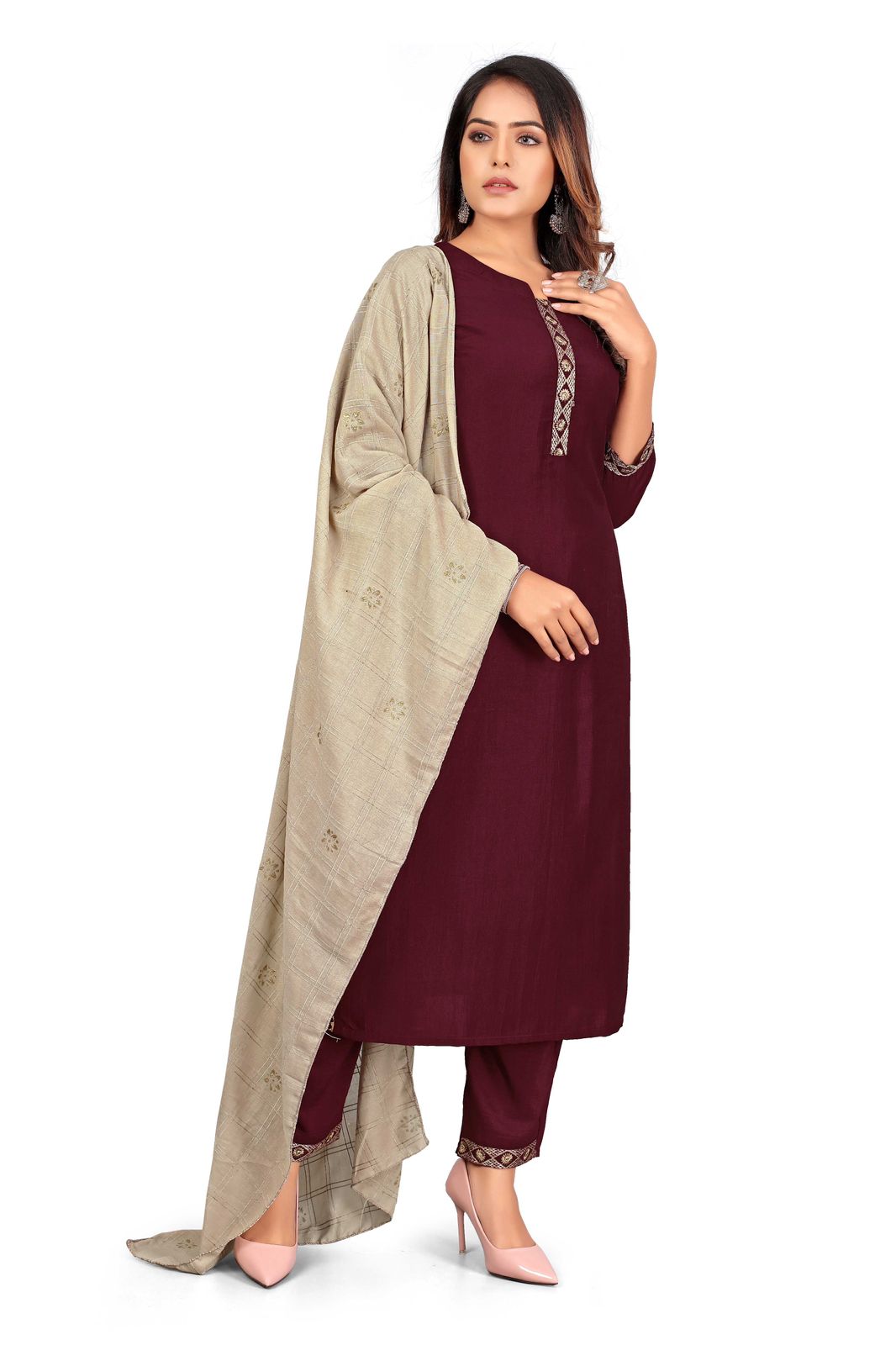 channel 9 SKU 1064 65 69 70 Rayon attractive look top bottom with dupatta size set