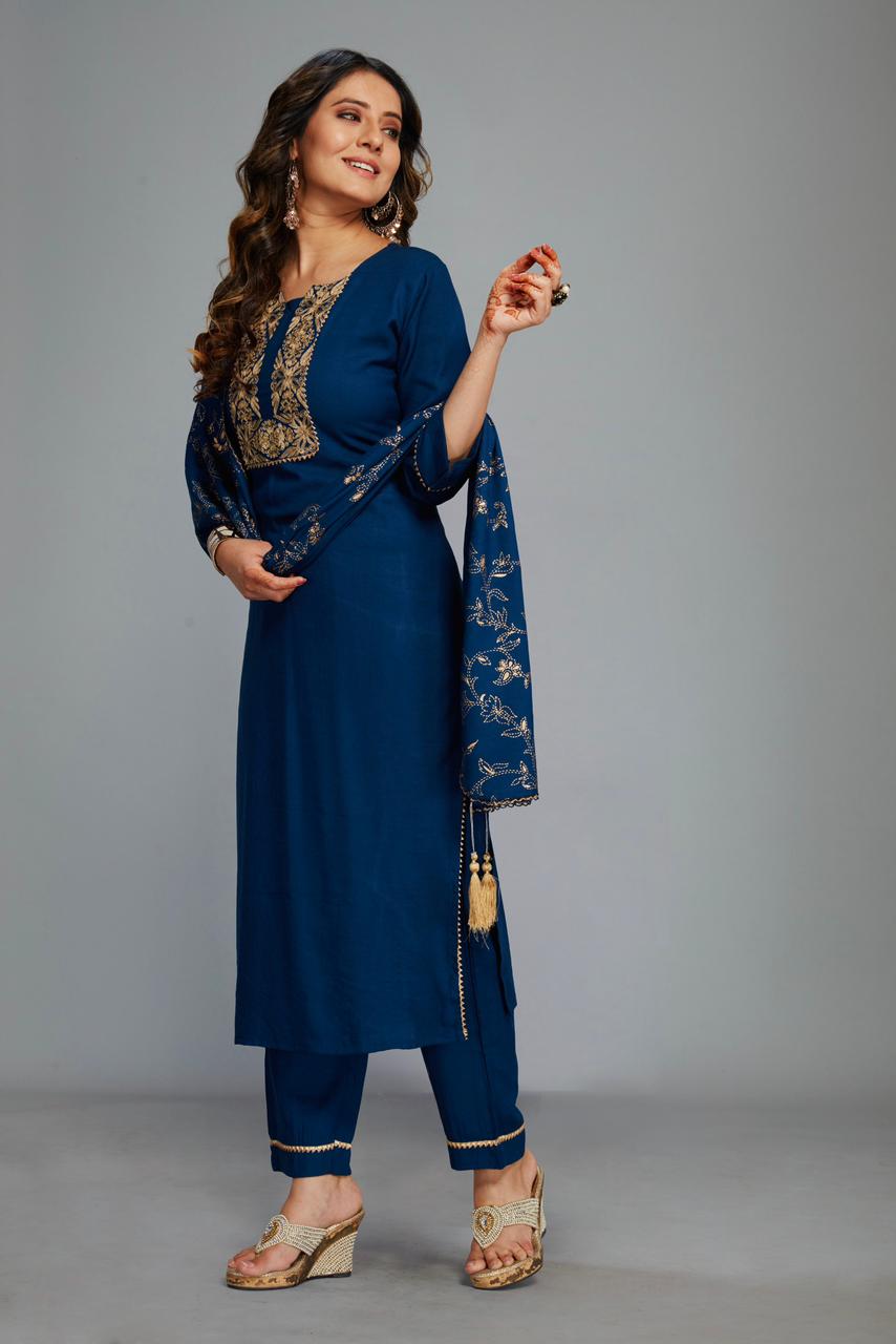 channel 9 SKU 1224SD 1225SD rayon elegant look kurti dupatta with bottom size set