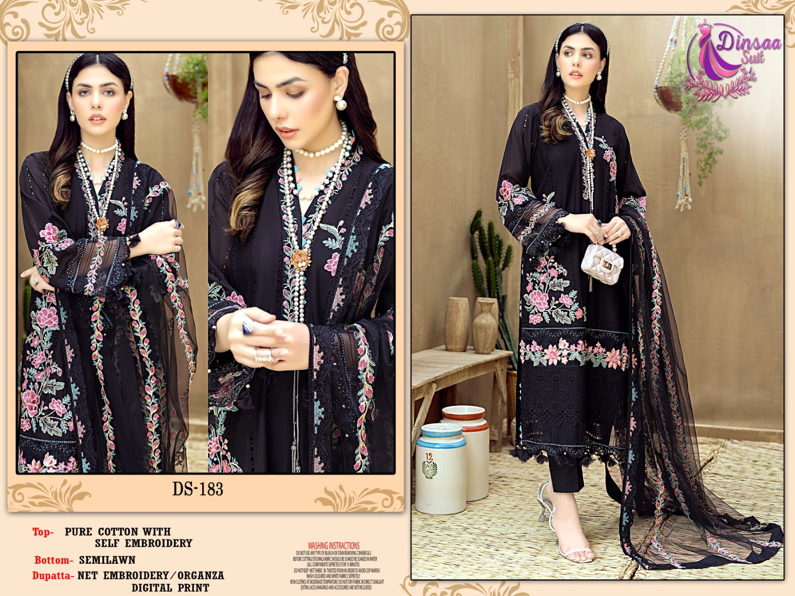 dinsaa suit DINSAA 183 Salwar Kameez Cambric cotton Singles