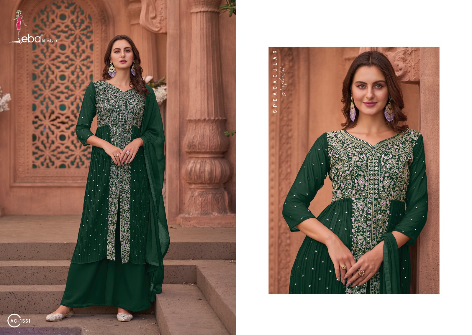 eba lifestyle Apple cut vol 1 Georgette gorgeous look top plazzo with dupatta catalog