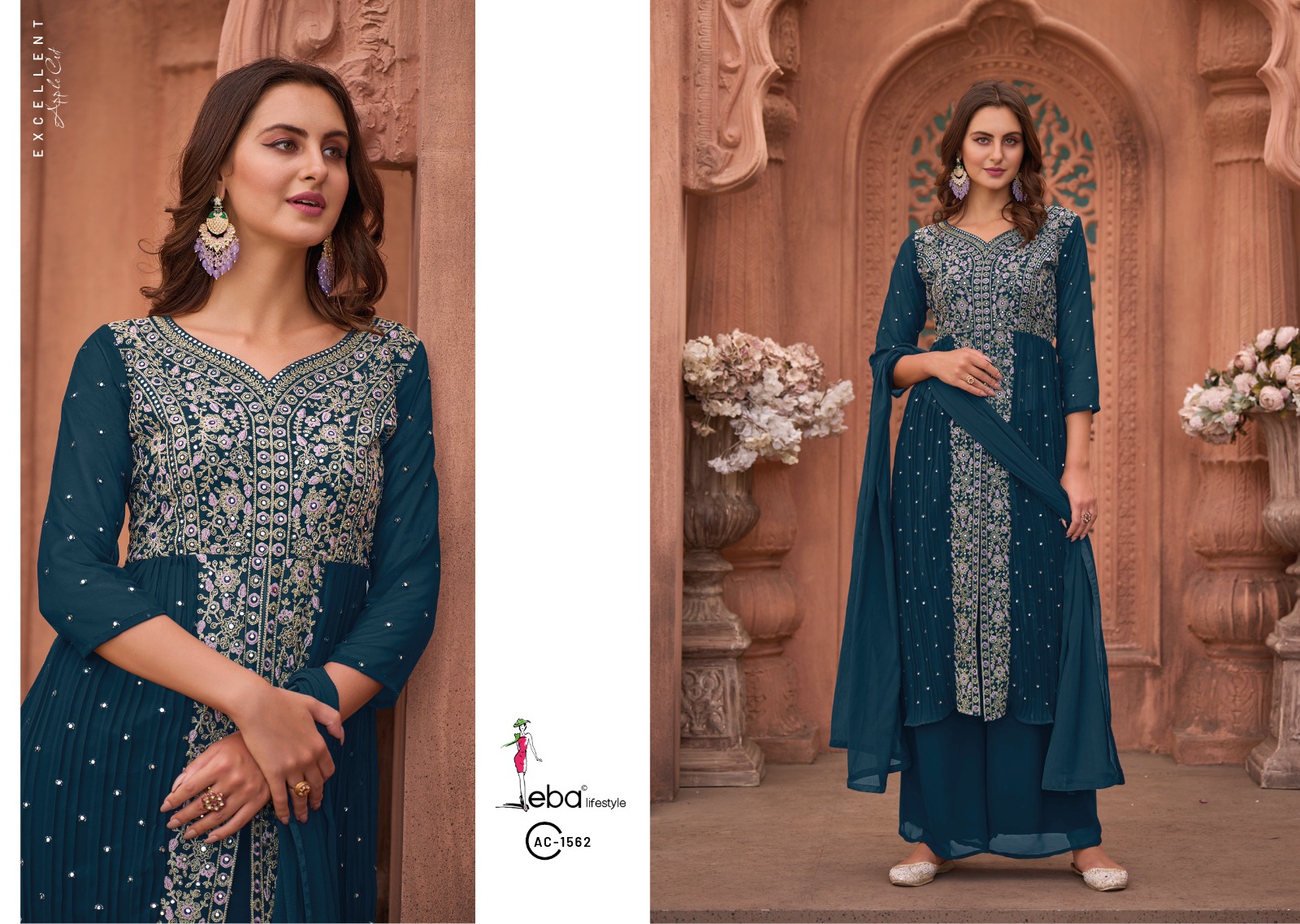 eba lifestyle Apple cut vol 1 Georgette gorgeous look top plazzo with dupatta catalog