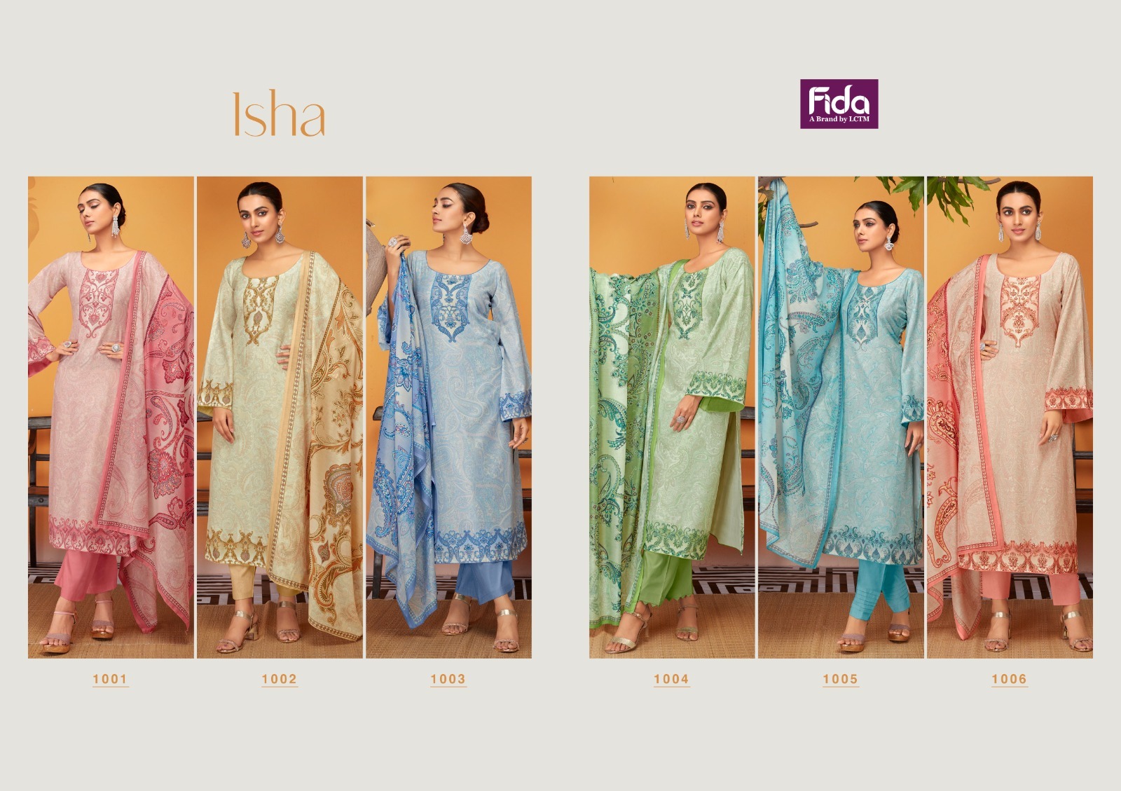 Fida isha karachi cotton exclusive look salwar suit catalog