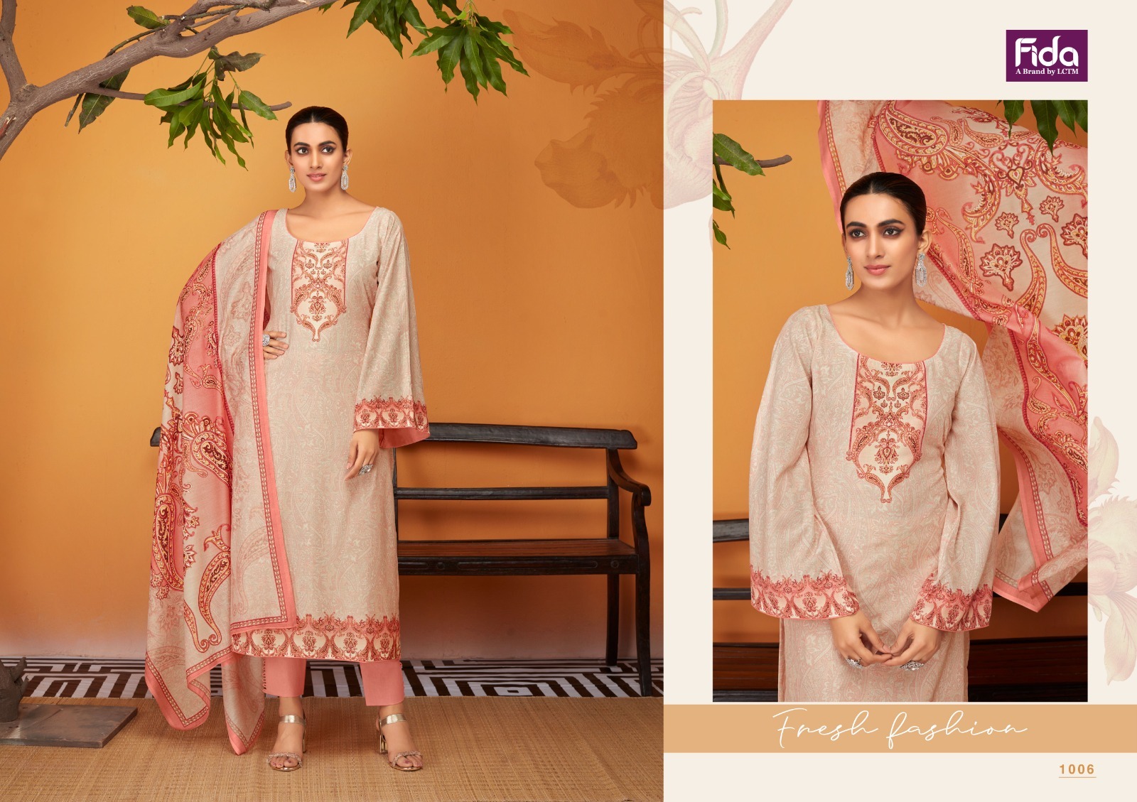 Fida isha karachi cotton exclusive look salwar suit catalog